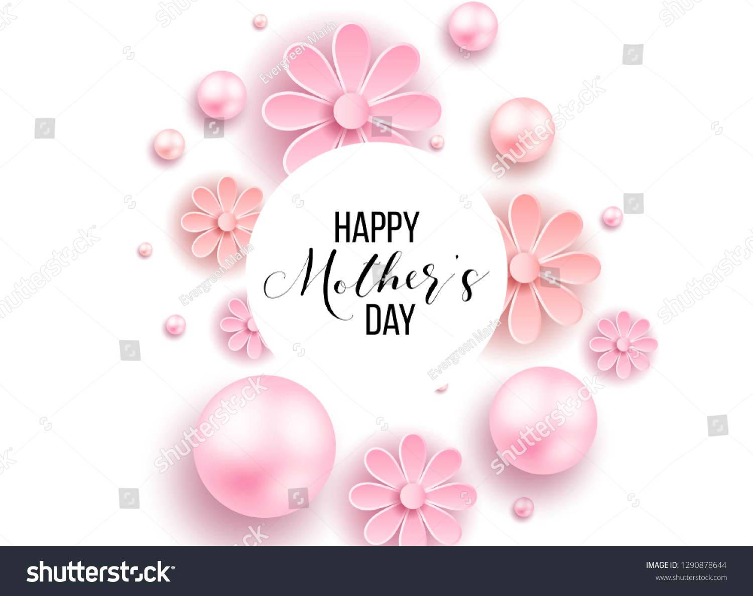 Happy Mothers Day Layout Design Flowers Stock Vector Royalty Free 1290878644 Shutterstock