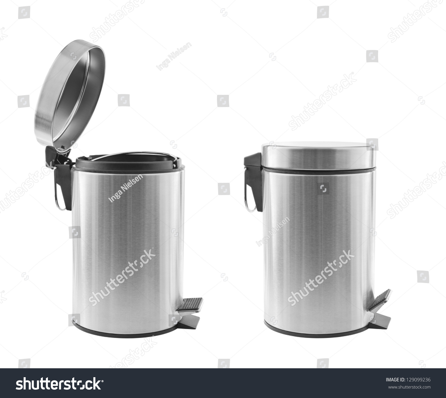 3 571 Two Trash Bin Images Stock Photos Vectors Shutterstock   Stock Photo Two Metal Trash Cans One Open One Closed Isolated On White 129099236 