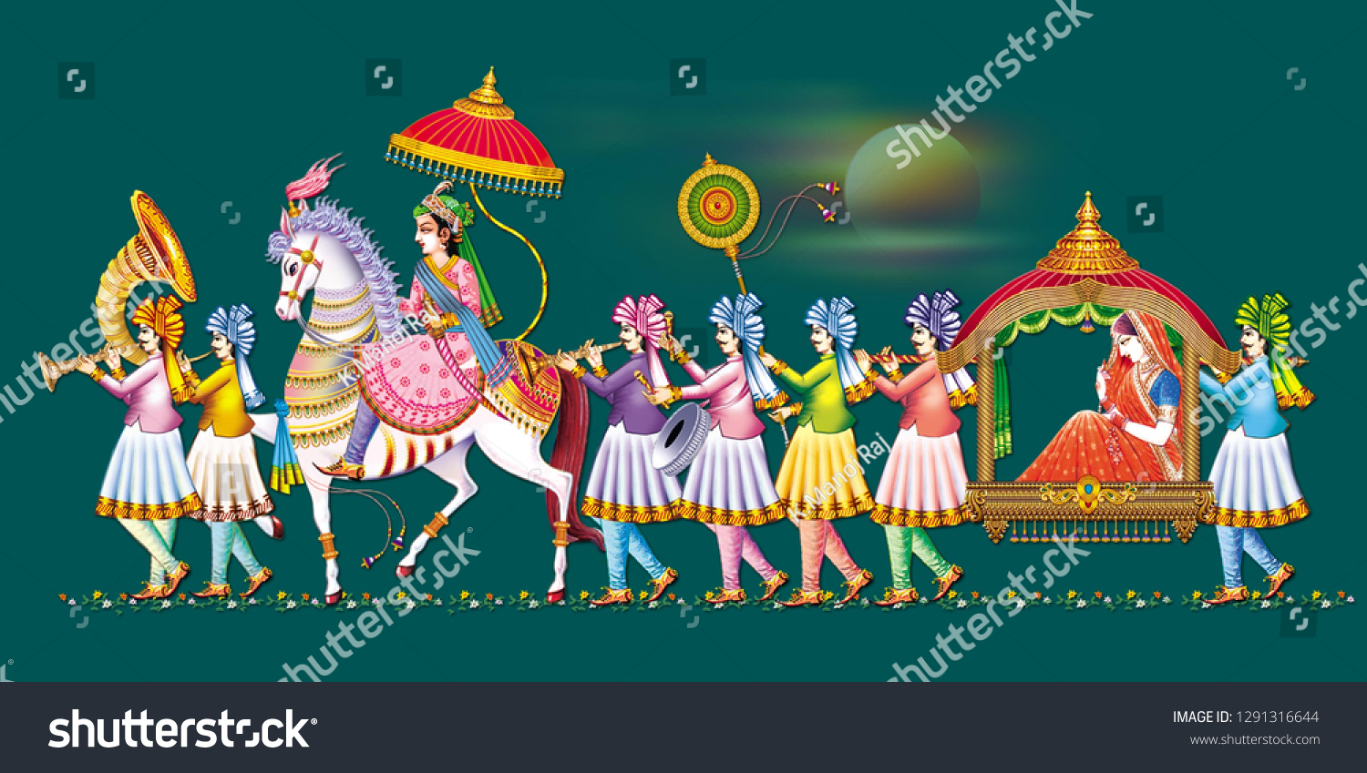 Indian Wedding Barat Stock Illustration 1291316644 | Shutterstock