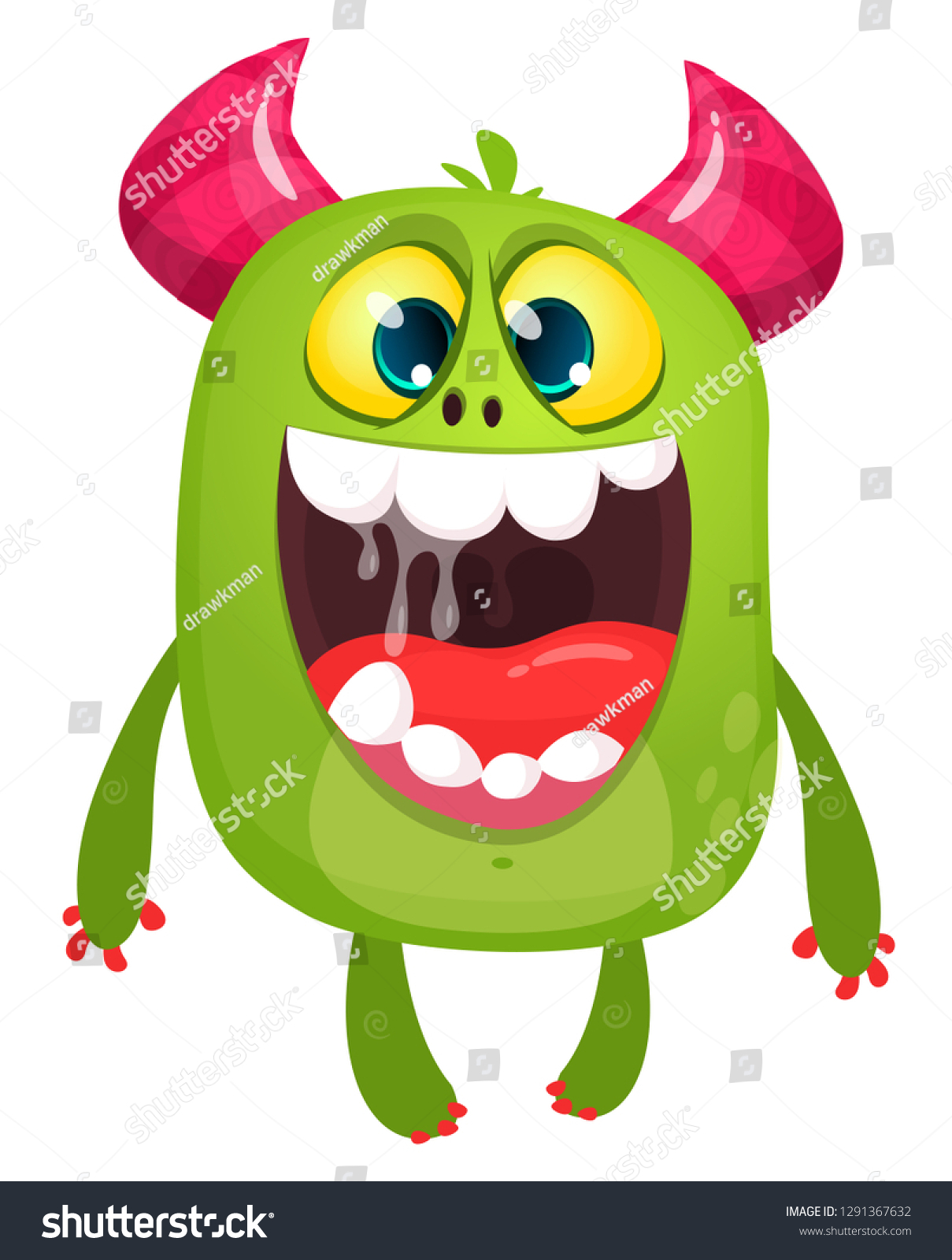 Cartoon Green Furry Monster Halloween Vector Stock Vector (Royalty Free ...