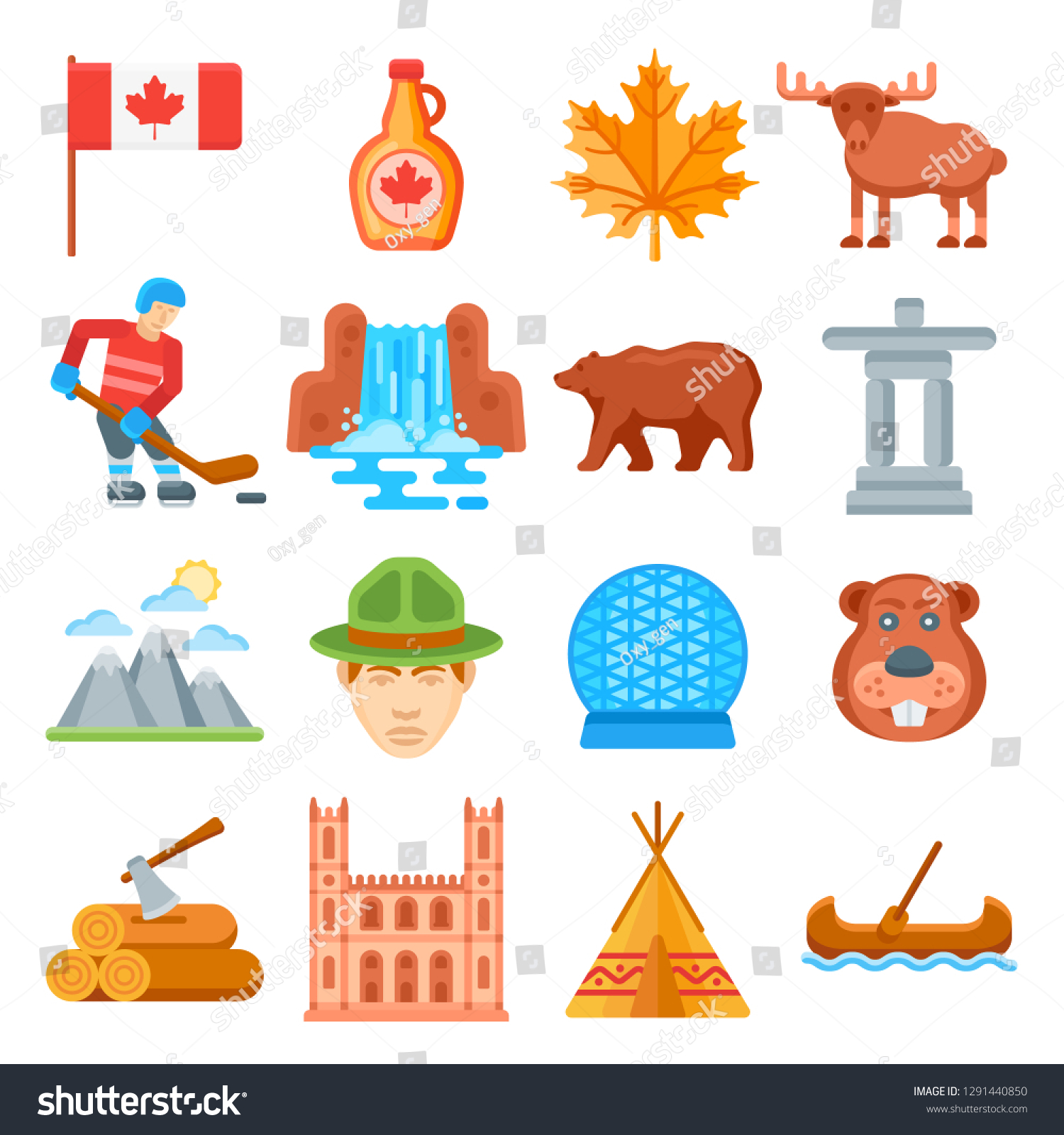 Canada Icons Symbols Collection Famous Canadian Stock Vector (Royalty ...