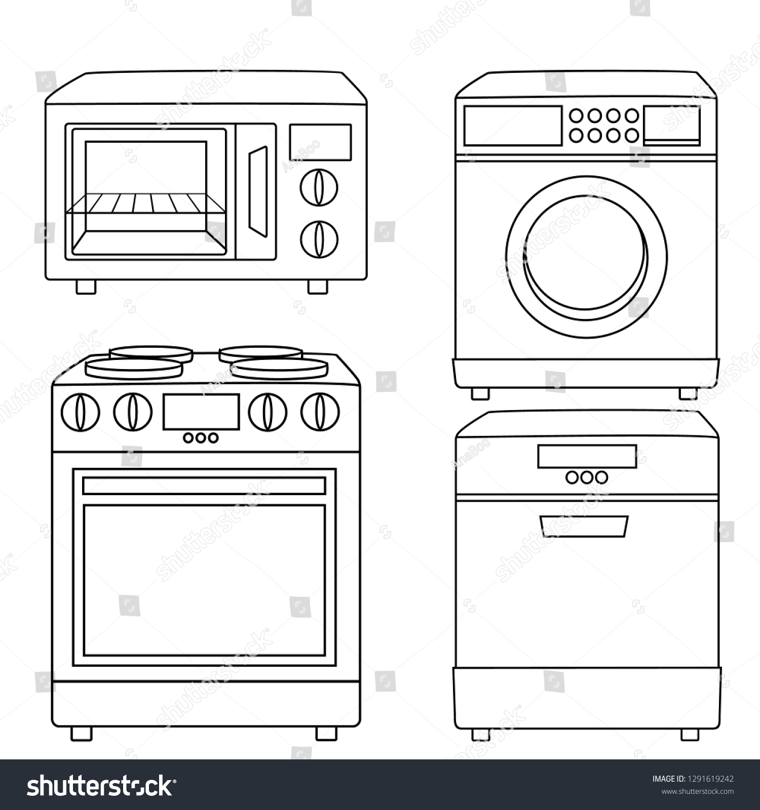 Раскраски холодильник ГАЗ плита стиральная машина