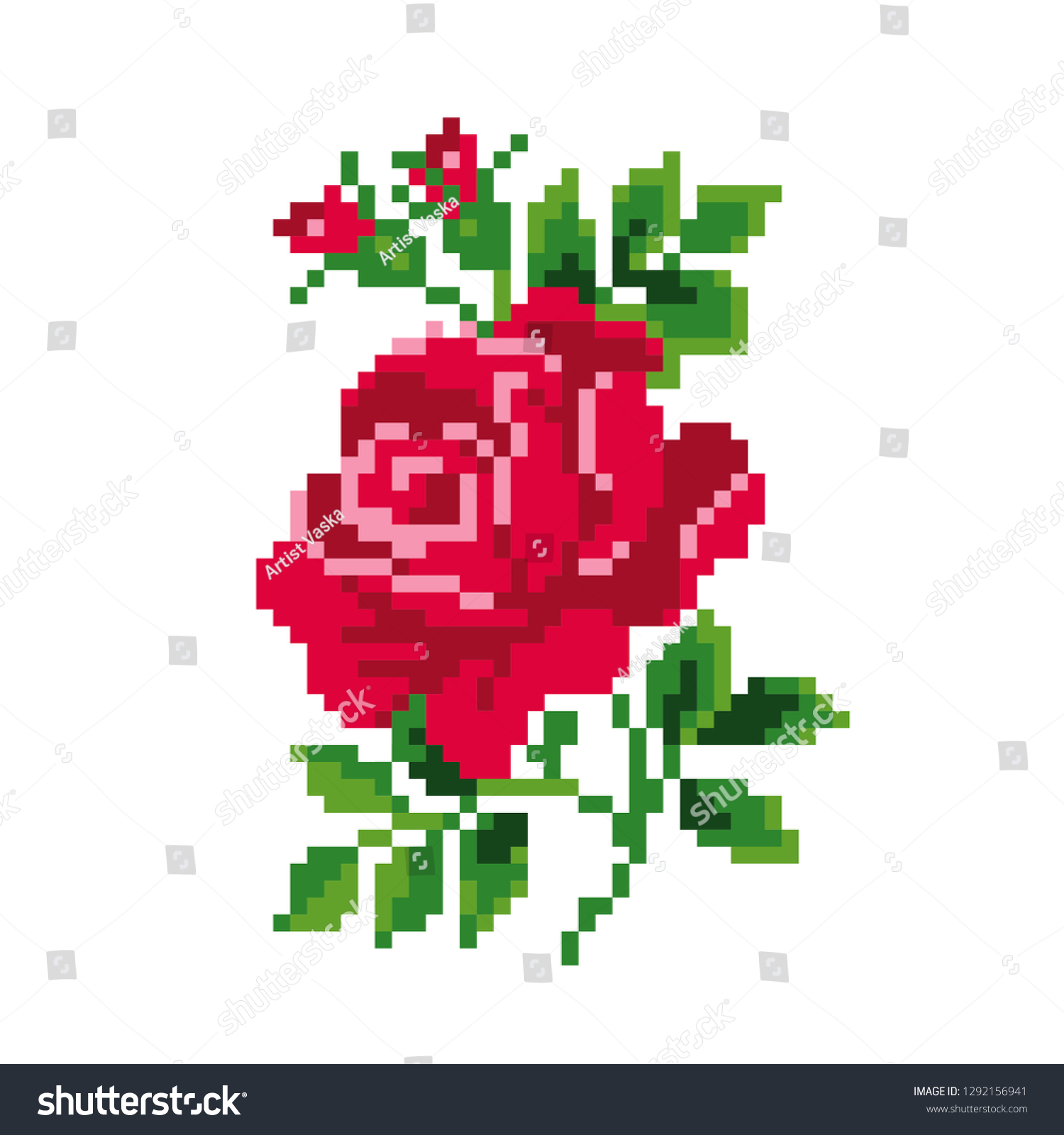 8 Bit Pixel Pink Rose Vector Stock Vector (Royalty Free) 1292156941 ...