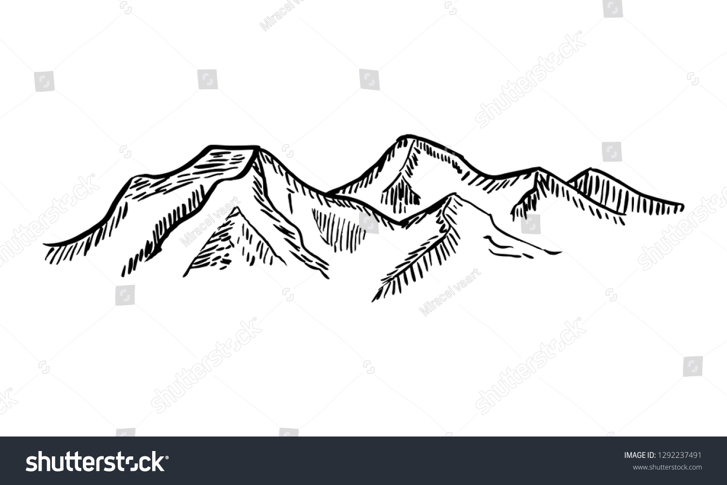 Handdrawn Mountain Isolated On White Background Stock Vector (Royalty ...