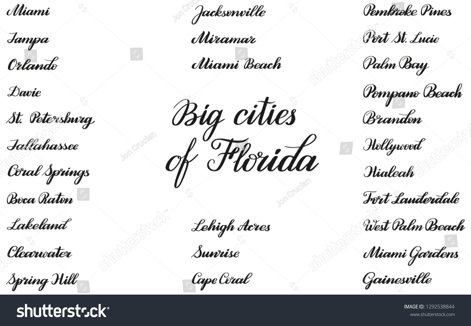 28 Biggest Cities Florida Usa Set Stock Vector (Royalty Free