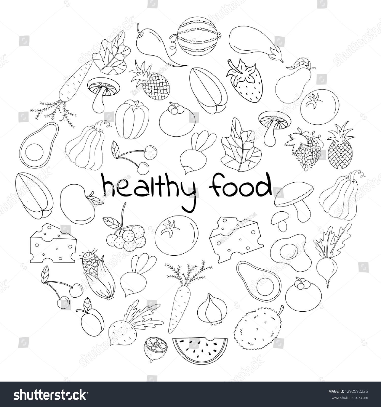 Vector Illustration Black White Circle Healthy Stock Vector (Royalty ...