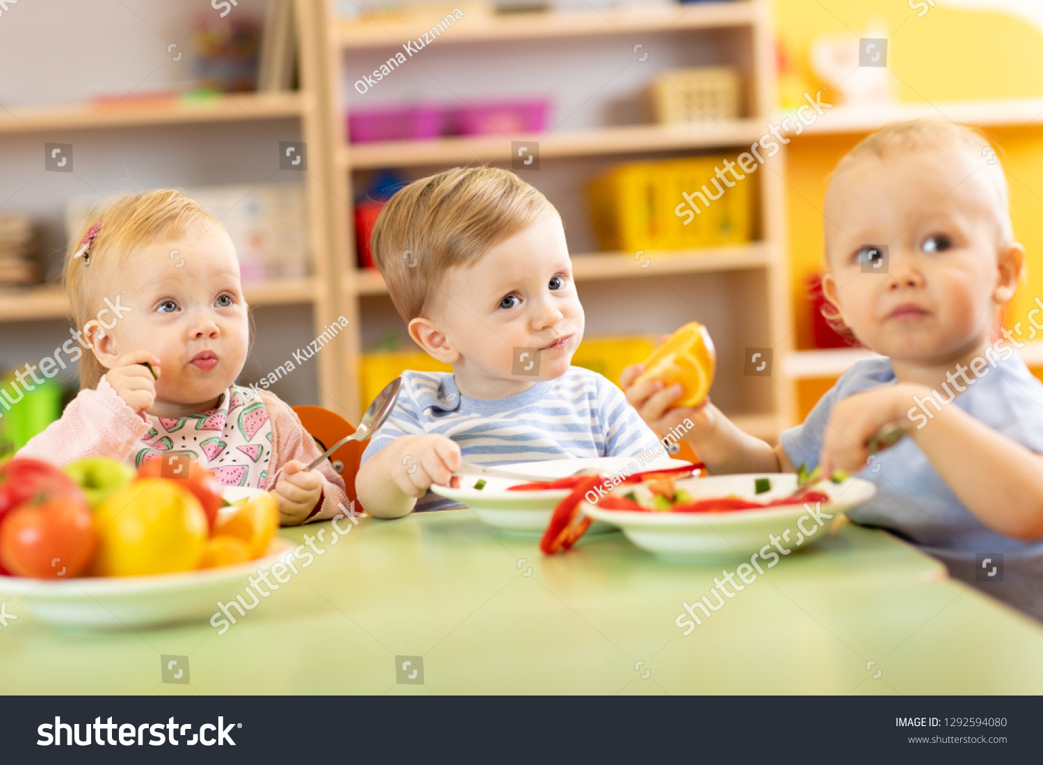 Nursery Kids Having Meal Daycare Kindergarten Stock Photo 1292594080 ...