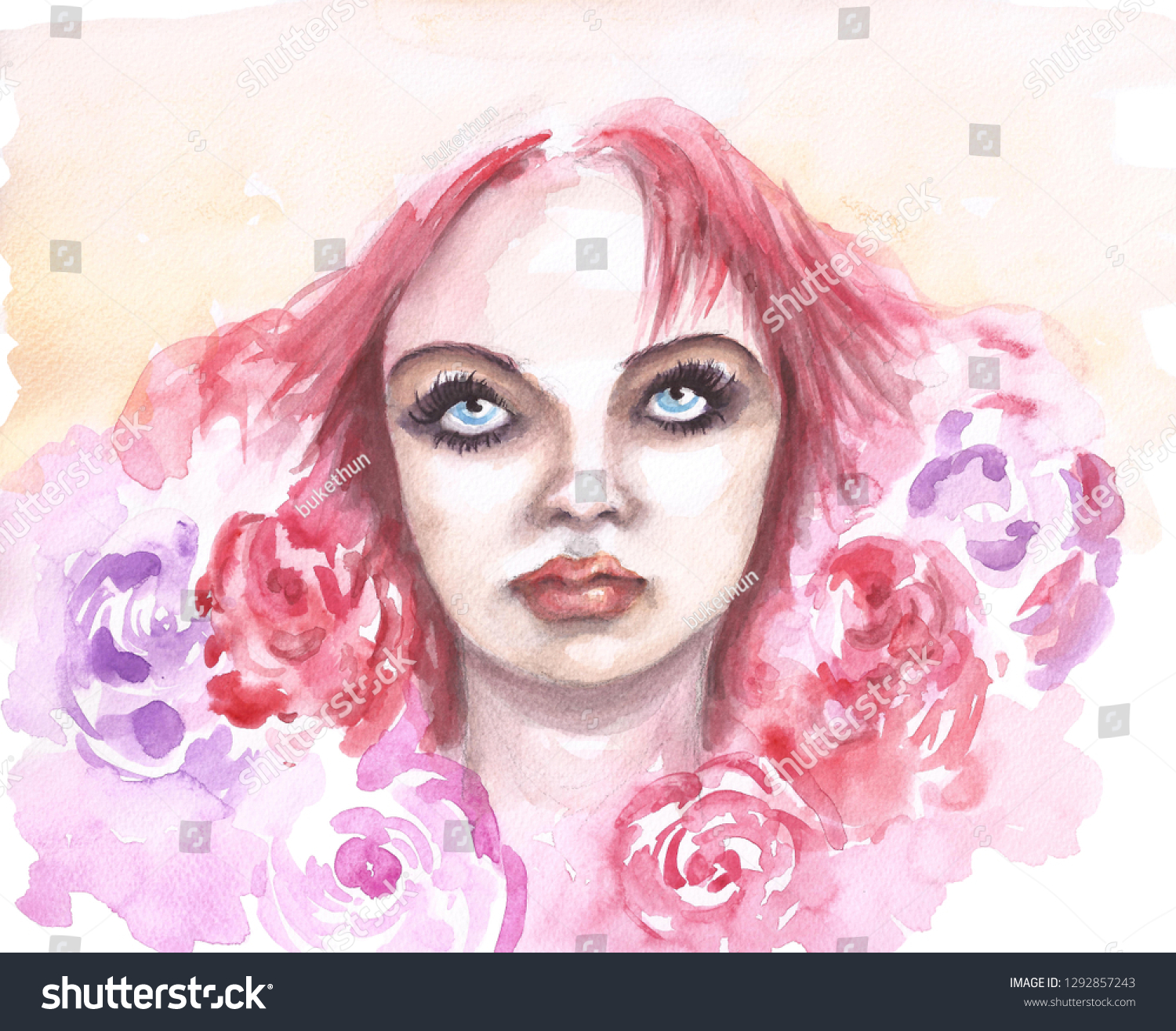 Watercolor Woman Portrait Stock Illustration Shutterstock