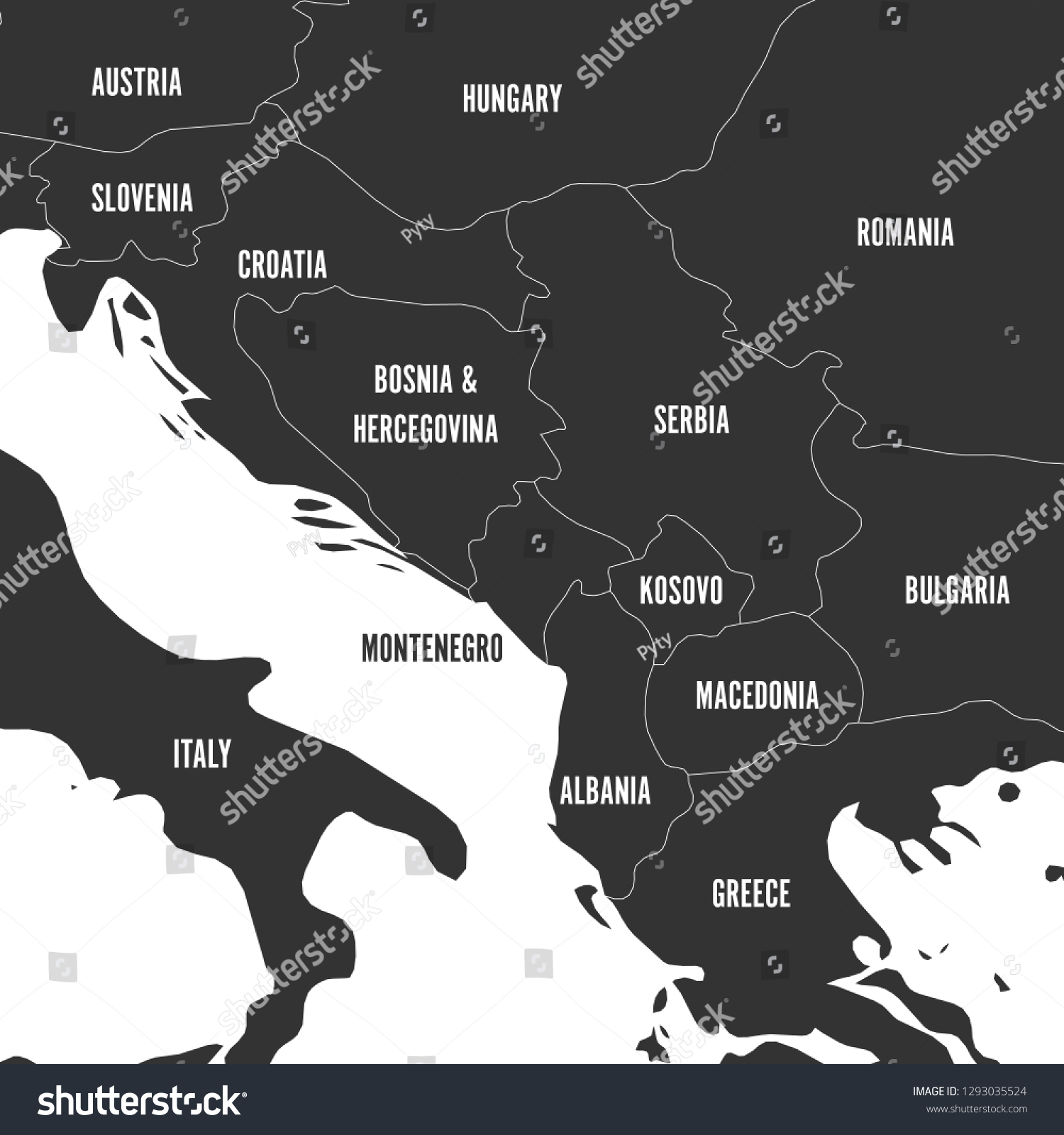 Political Map Balkans States Balkan Peninsula Stock Vector Royalty Stock Vector Political Map Of Balkans States Of Balkan Peninsula In Grey Vector Illustration 1293035524