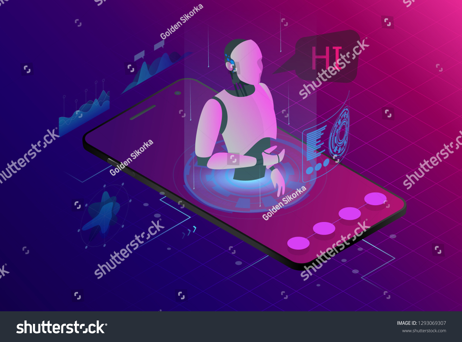 Isometric Artificial Intelligence Chat Bot Future Stock Vector Royalty Free 1293069307 9882