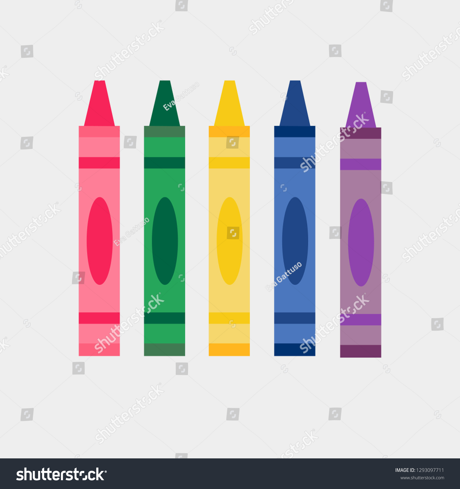 Set Five Colorful Crayons Vector Illustration Stock Vector (Royalty