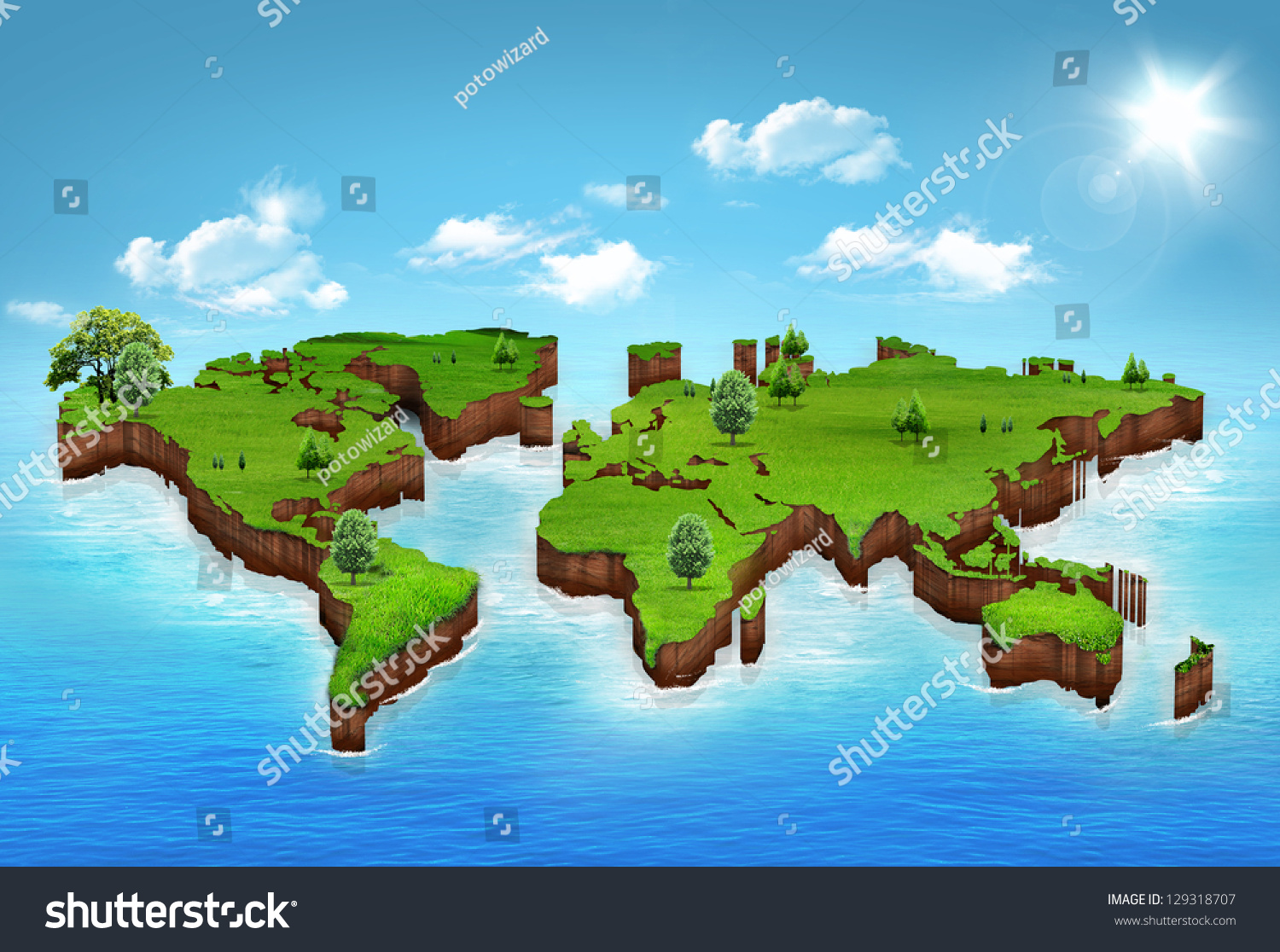 World Map Background Grass Field Stock Illustration 129318707