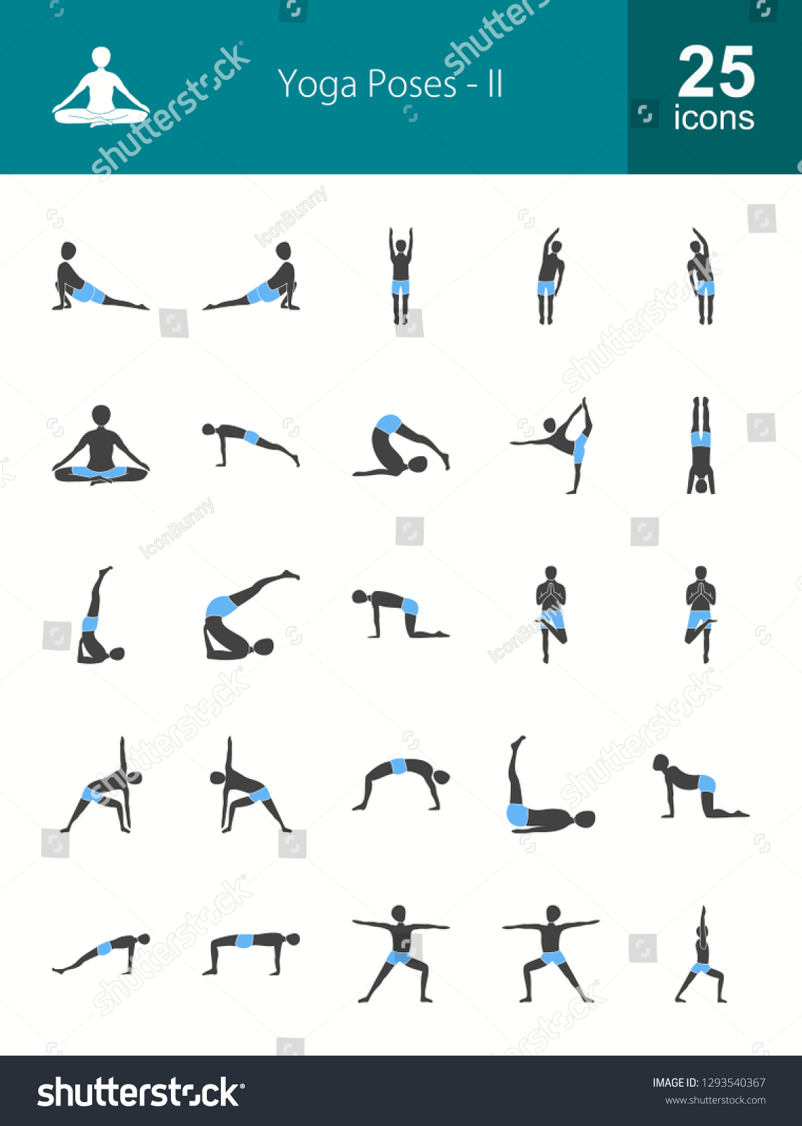 Yoga Poses Filled Icons Stock Vector (royalty Free) 1293540367 