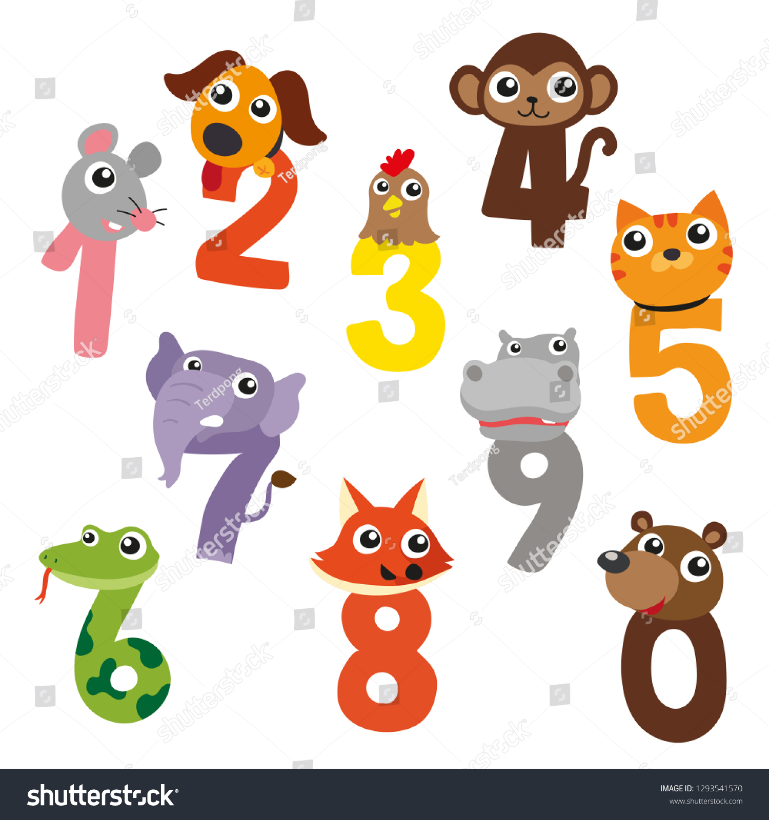 Animals Number Vector Design Stock Vector (Royalty Free) 1293541570 ...