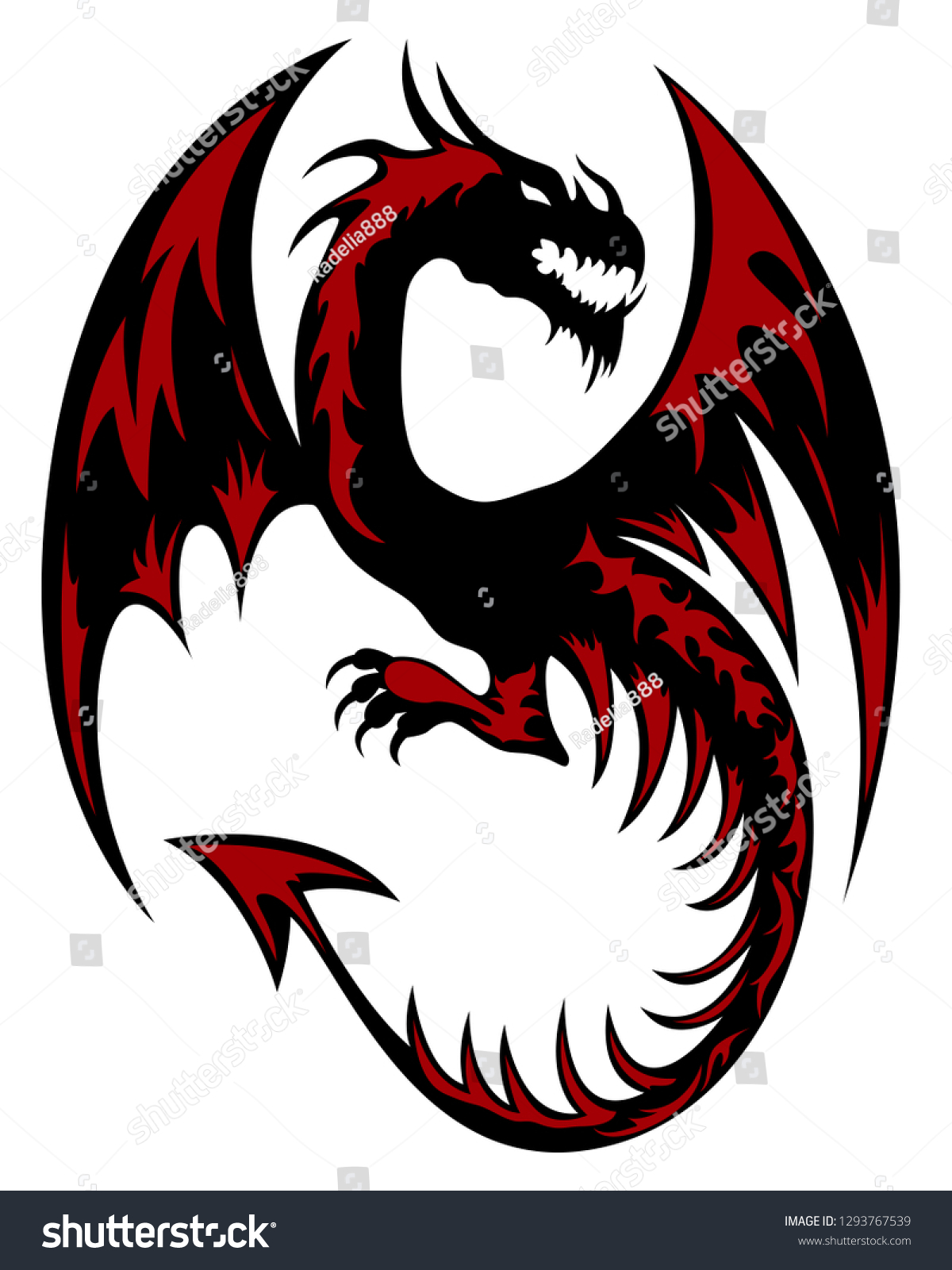 Black Red Tribal Dragon Tattoo On Stock Vector (Royalty Free ...