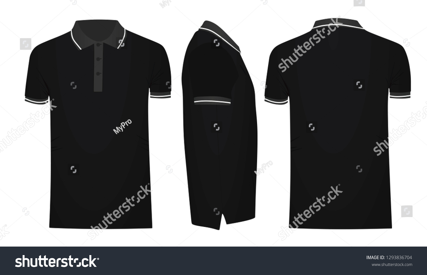 Black Polo T Shirt Black Collar Stock Vector (Royalty Free) 1293836704 ...