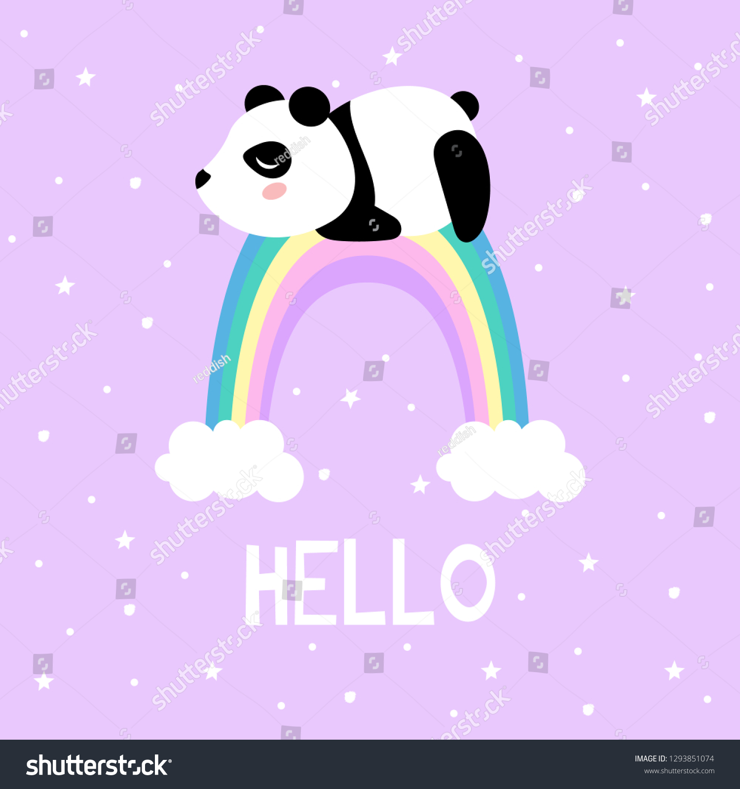 Cartoon Panda Rainbow Vector Print Stock Vector Royalty Free 1293851074 Shutterstock