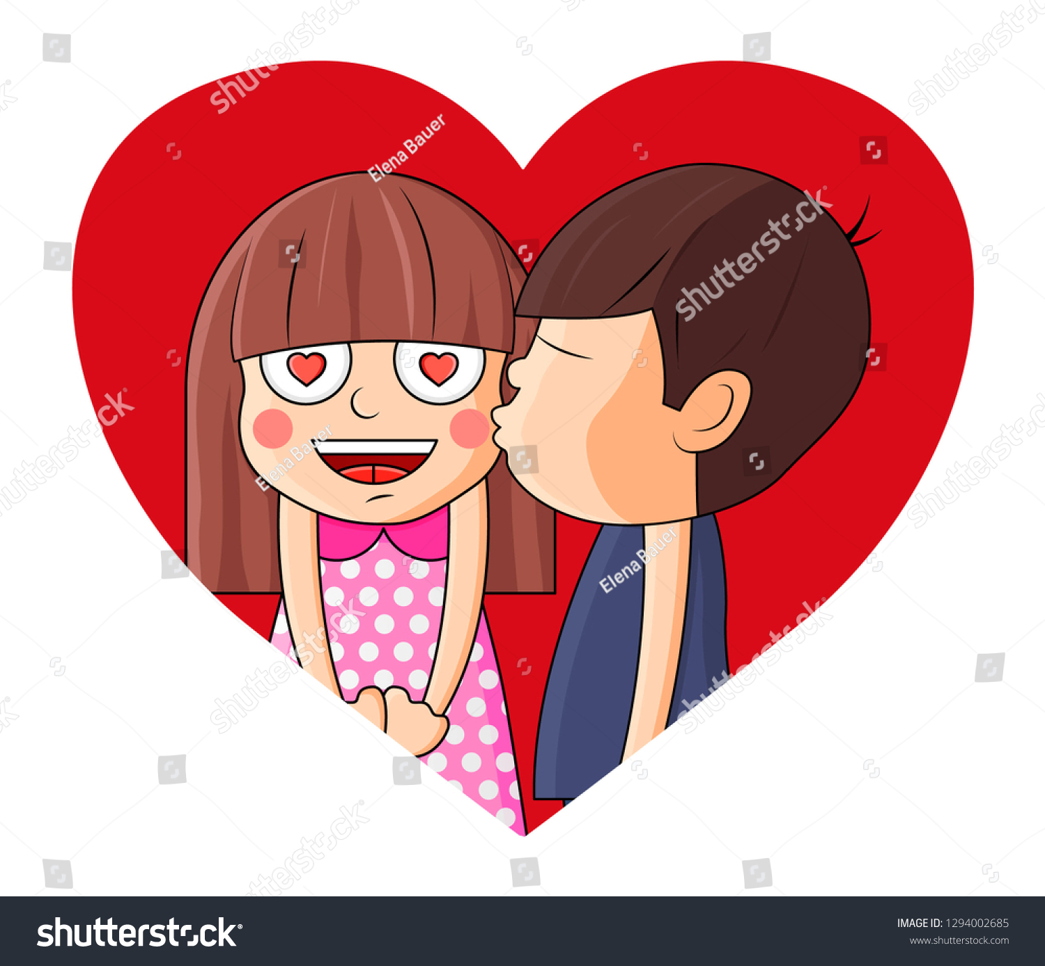 Boy Kissing Girl On Heart Valentine Stock Vector Royalty Free 1294002685 Shutterstock 6900