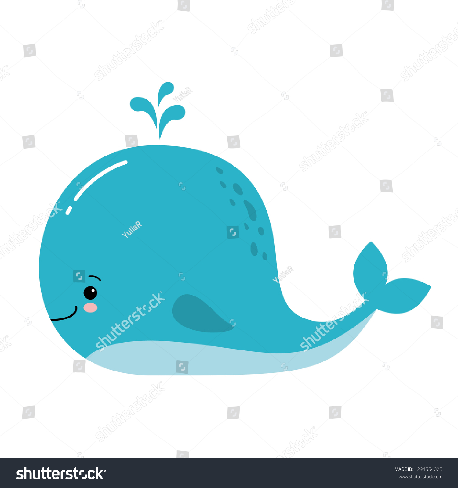Cute Amusing Blue Whale Prints Image Stock Vector (Royalty Free ...