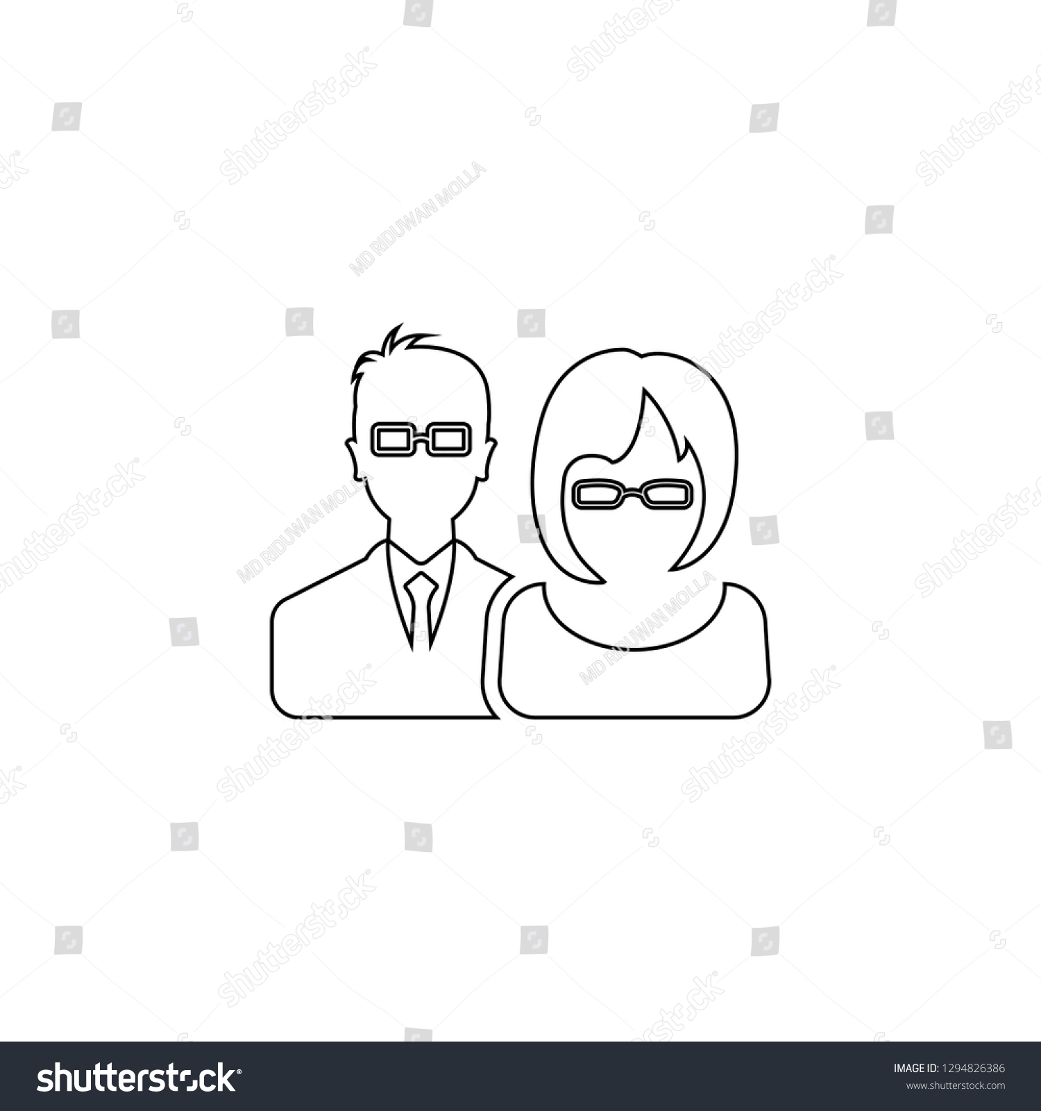 Male Female Business People Icon Line Stock Vector Royalty Free