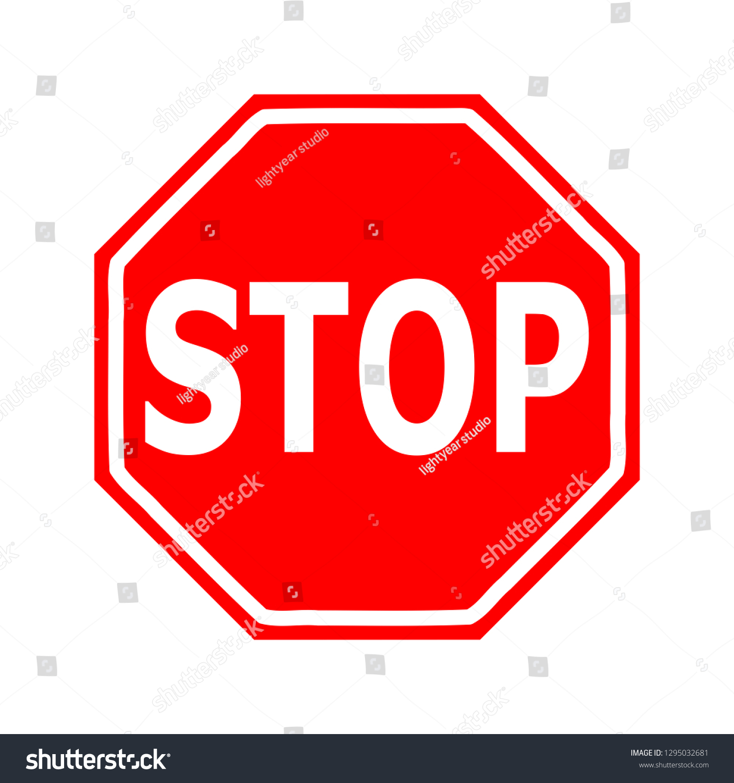 Red Stop Sign Isolated On White Stock Vector (Royalty Free) 1295032681 ...