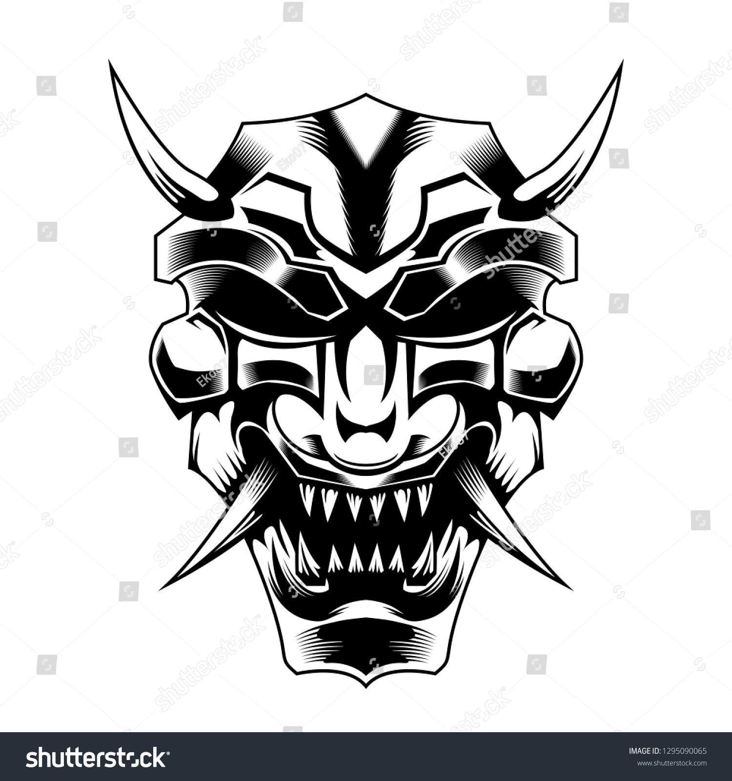 Ronin Samurai Devil Evil Head Vector Stock Vector (Royalty Free ...