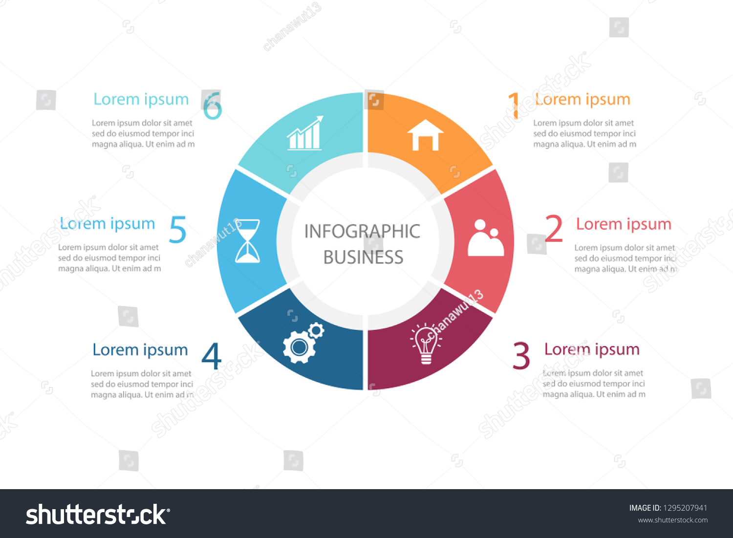 Circle Chart Infographic Template 6 Element Stock Vector (Royalty Free ...