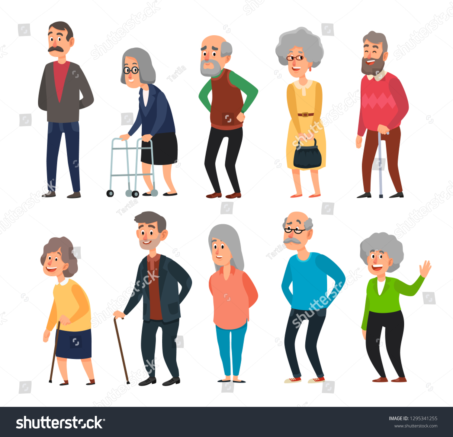 Old Cartoon Seniors Aged People Wrinkled Stock Vector (Royalty Free ...