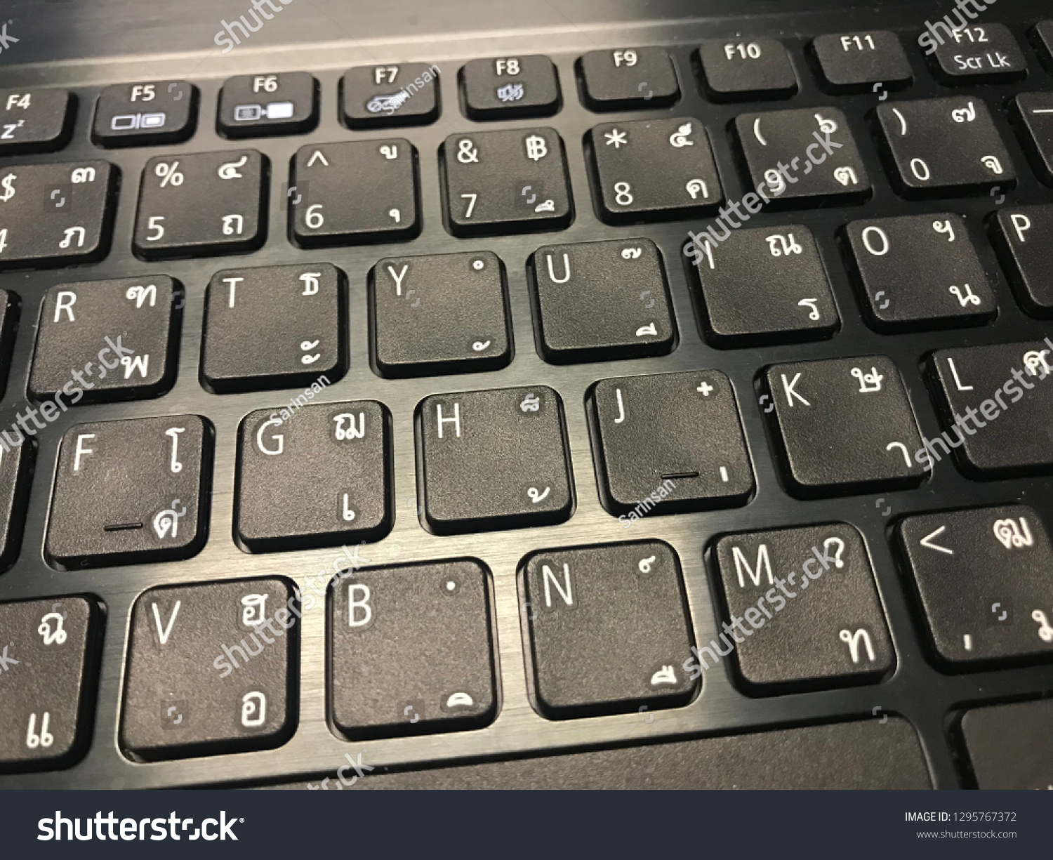 Close Black Englishthai Alphabets Laptop Keyboard Stock Photo ...