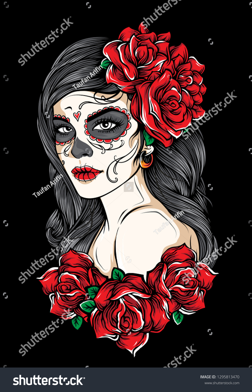 Sugarskull Girl Vector Stock Vector (Royalty Free) 1295813470 ...