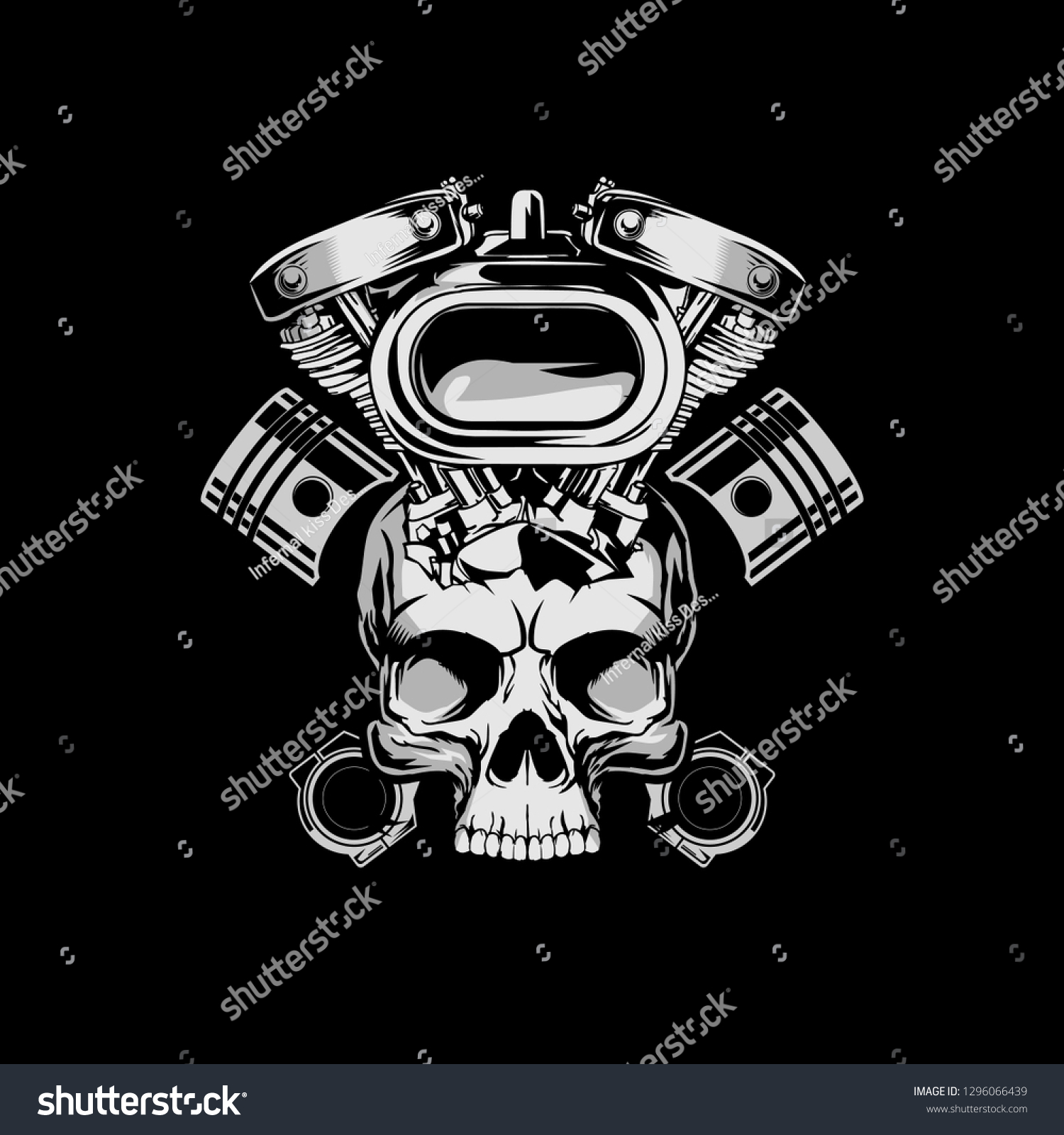 Skull Head Motorcycle Engine Piston Vector Stock Vector (Royalty Free ...