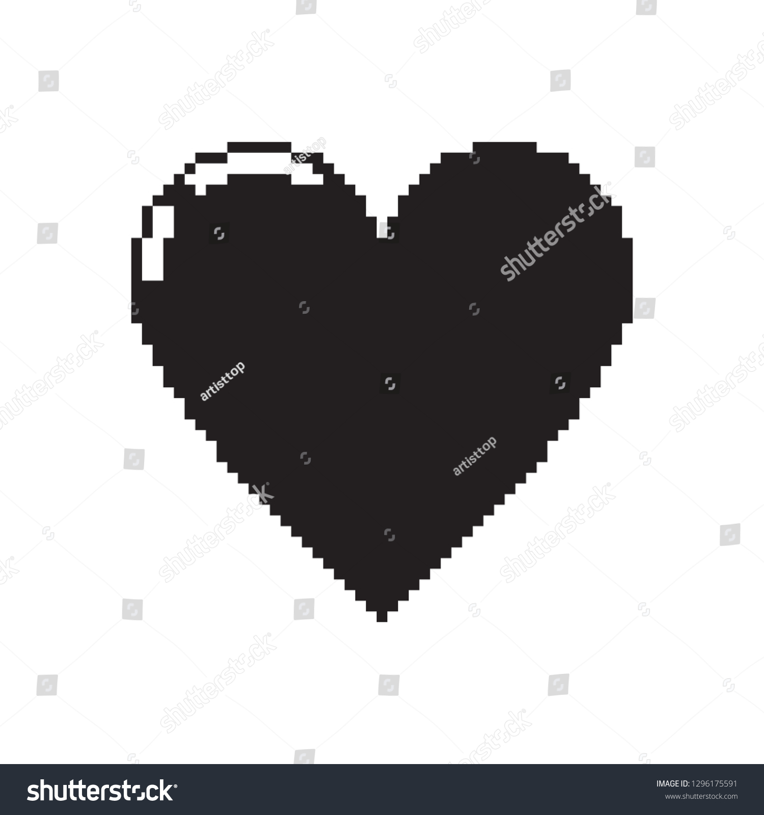 Black Pixel Heart Icon Symbol Love Stock Vector (Royalty Free ...