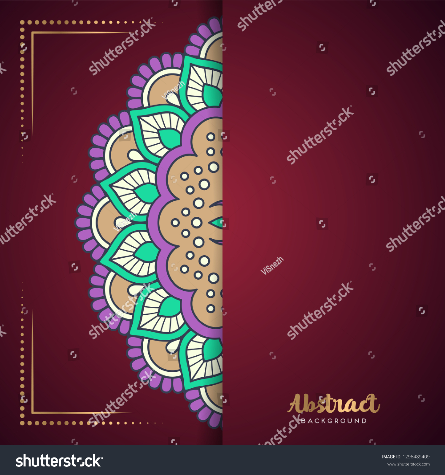 Gold Background Mandala Stock Vector (Royalty Free) 1296489409 ...