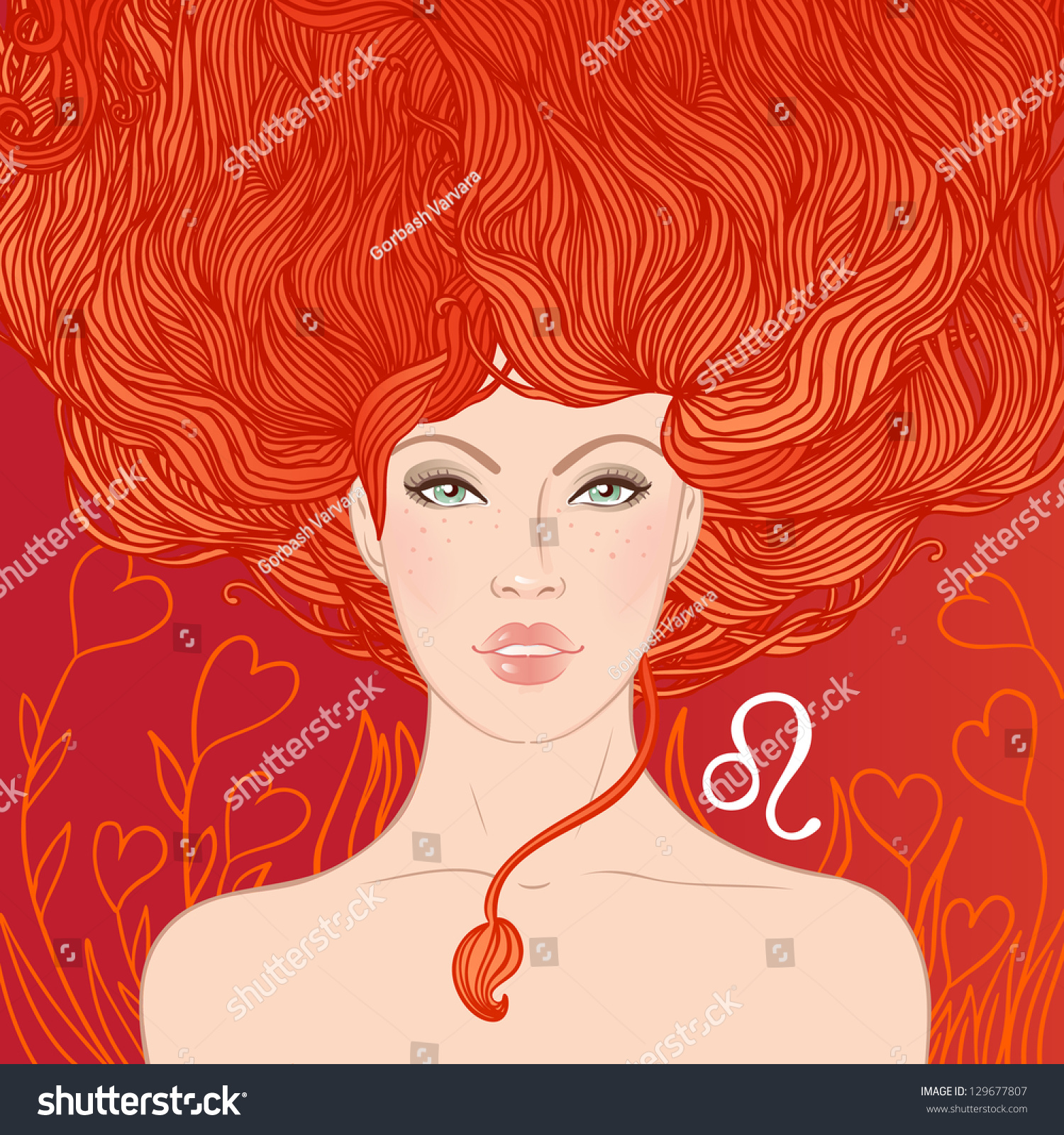 Illustration Leo Zodiac Sign Beautiful Girl Stock Vector Royalty Free