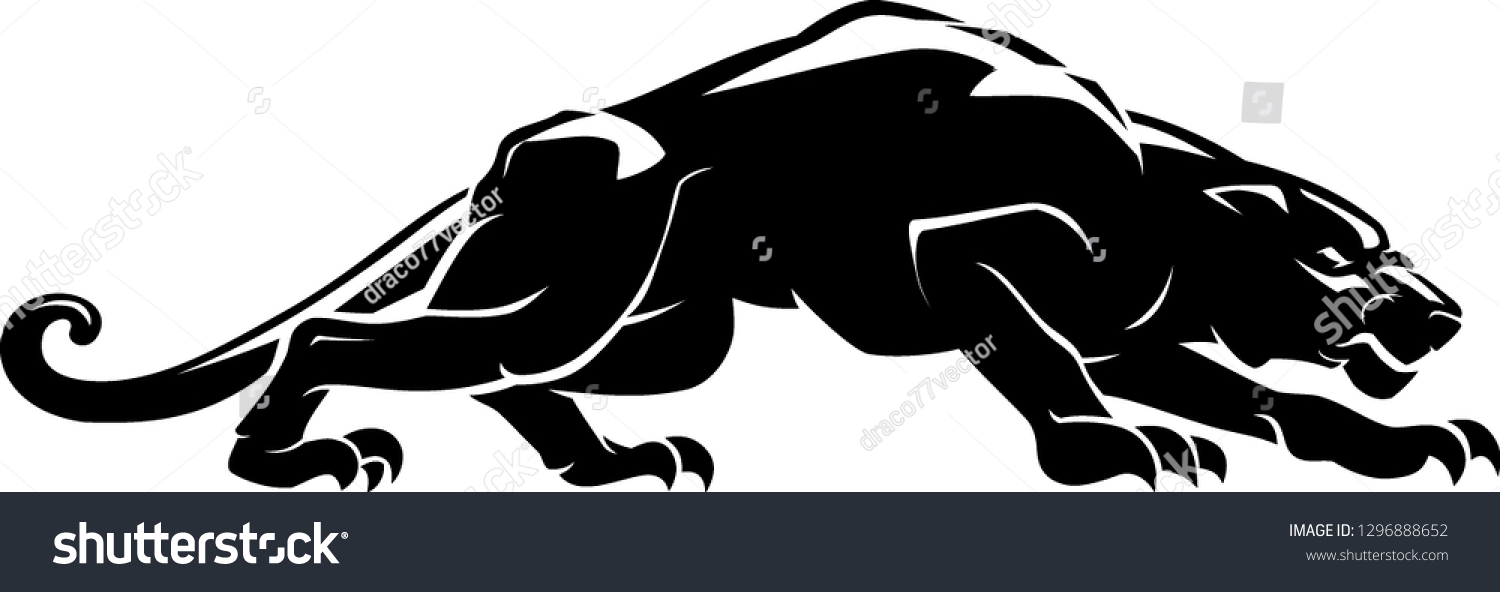 Panther Crouching Shadow Stock Vector (Royalty Free) 1296888652 ...