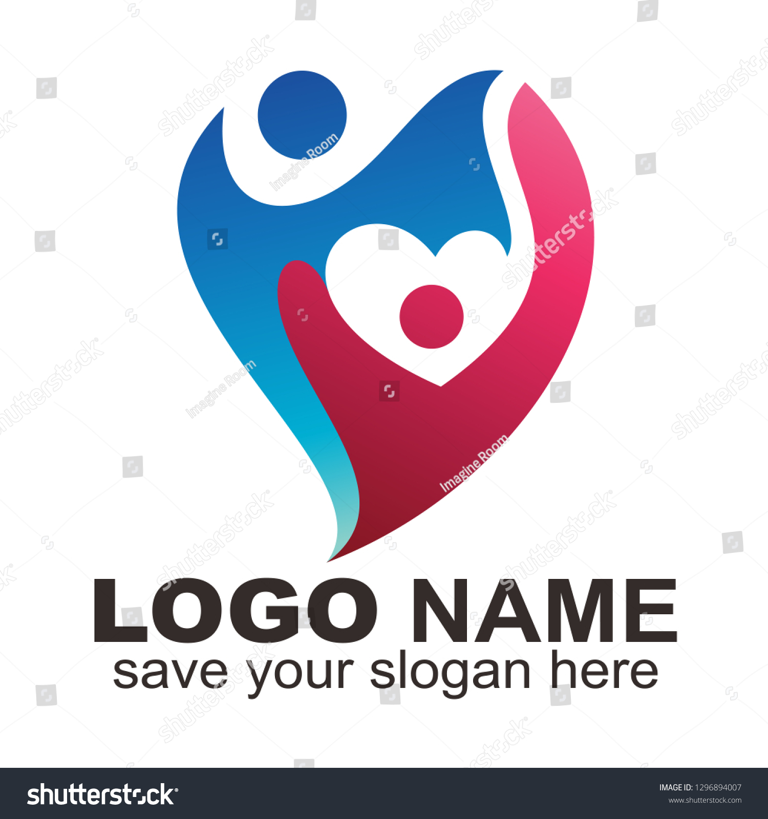 Two Peoples Logos Heart Shape Vector Stock Vector (Royalty Free ...