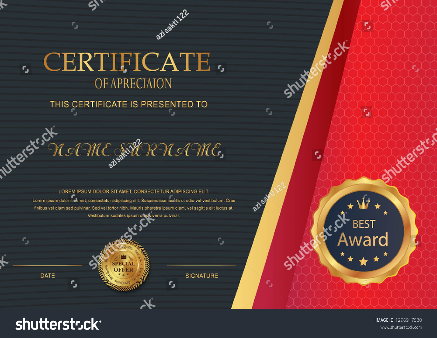 Elegant Certificate Template Vector Luxury Modern Stock Vector (Royalty ...