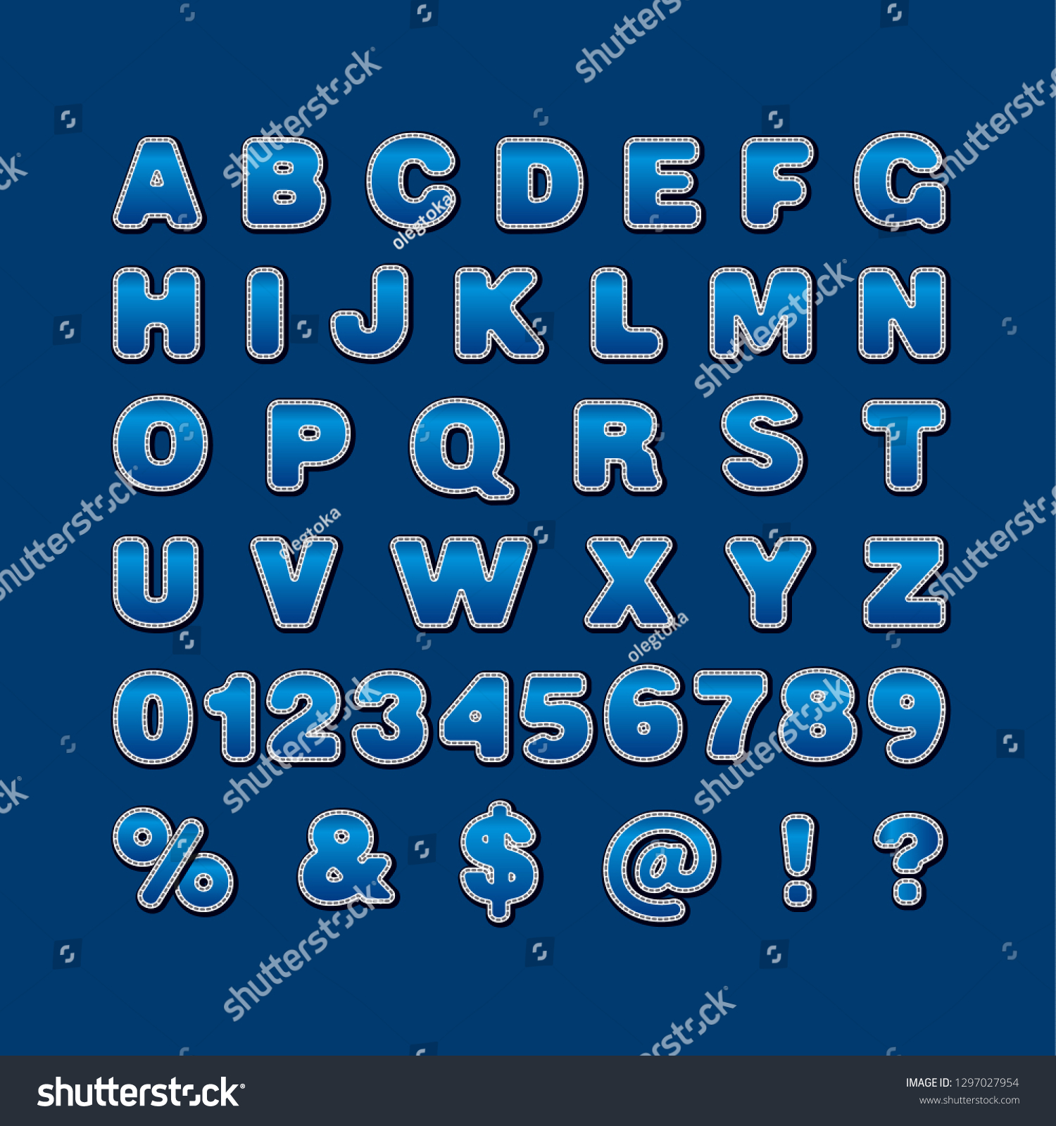 Illustration Stitched Stickers English Alphabet Capital Stock Vector Royalty Free 1297027954