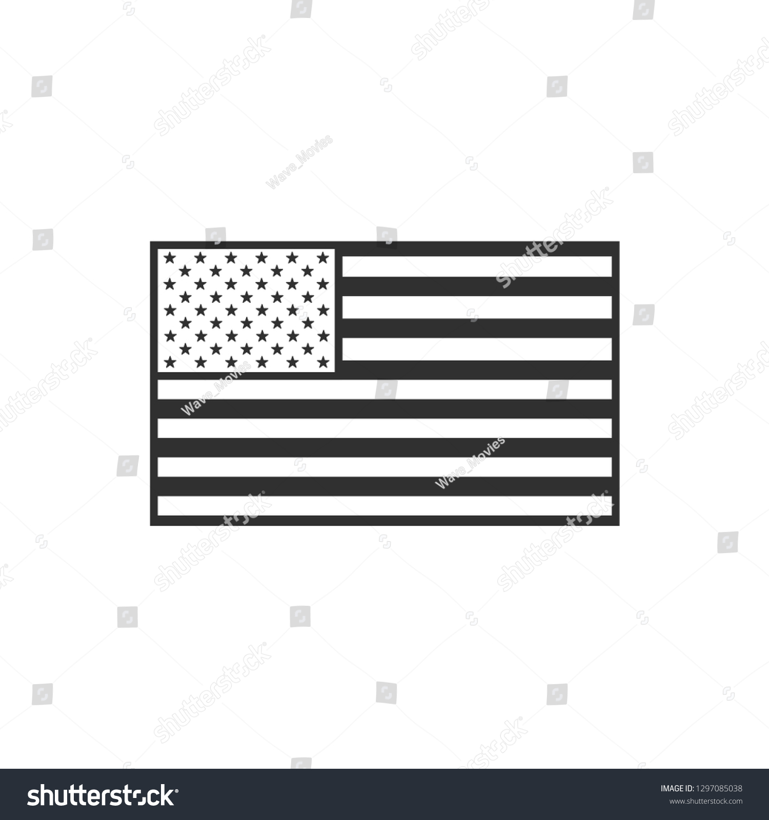 United States Flag Icon Black Outline Stock Vector (Royalty Free ...