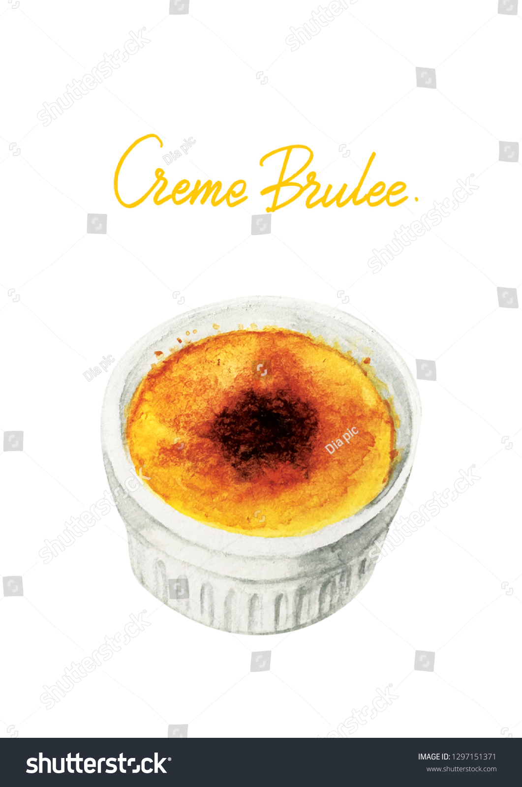 Creme Brulee Calligraphy Watercolor Illustrator Stock Illustration ...