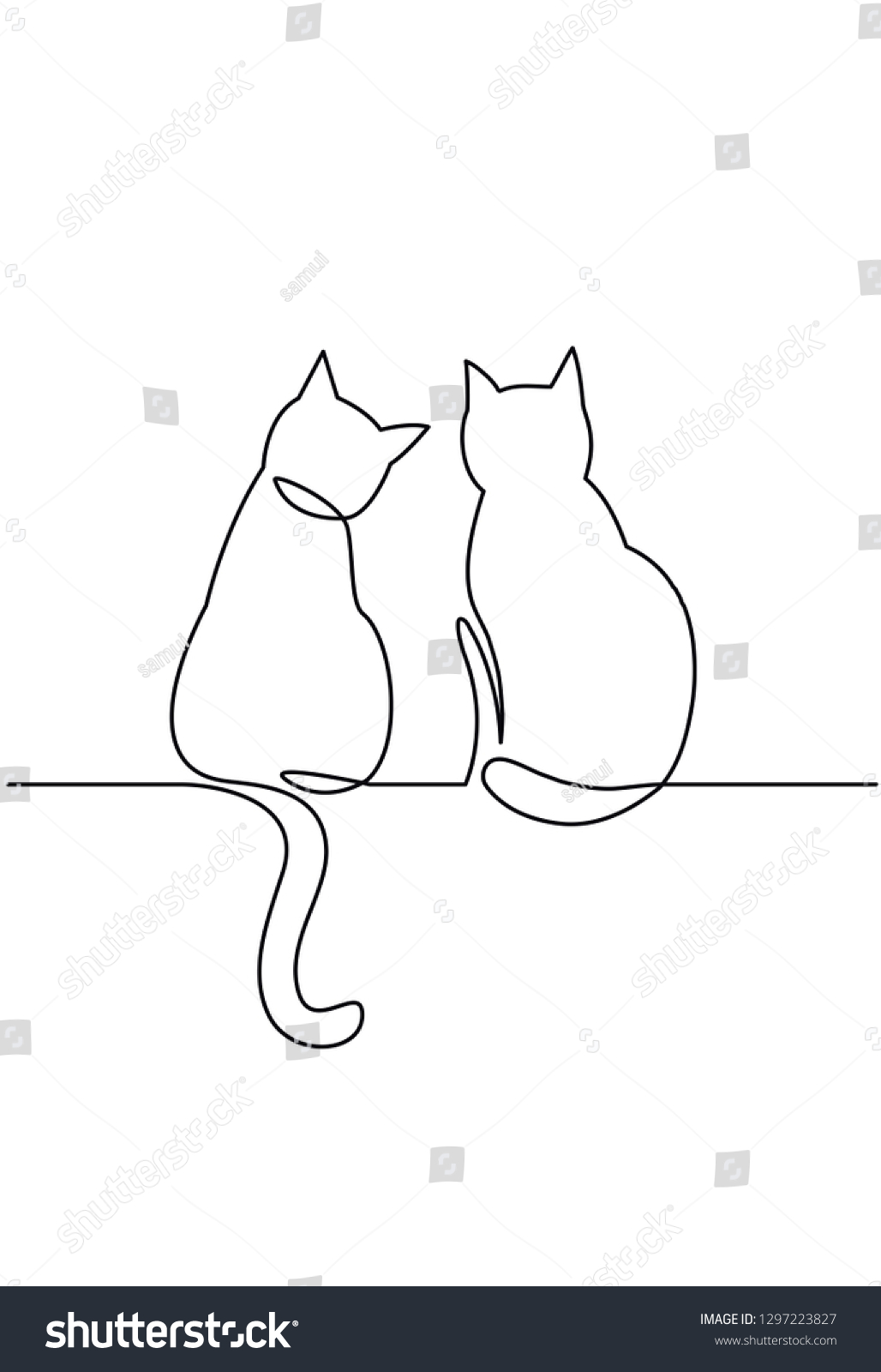 Continuous One Line Drawing Two Happy Stock Vector (Royalty Free ...