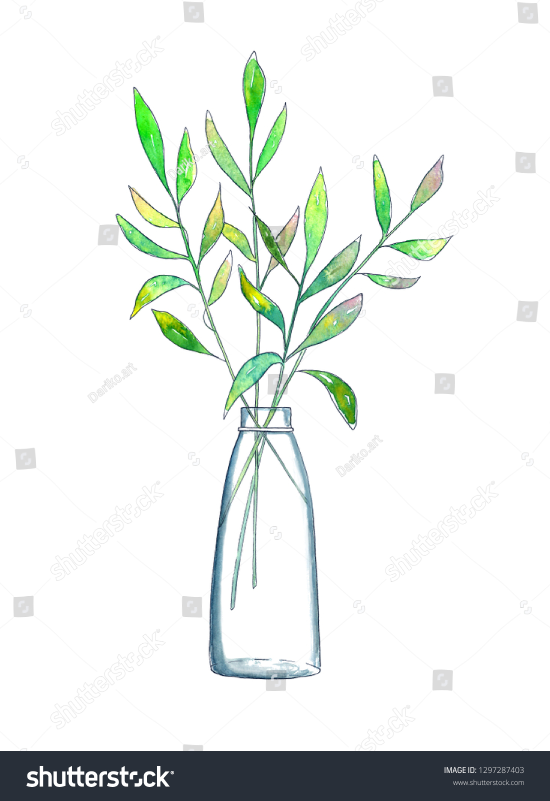 Hand Drawn Watercolor Illustration Botanical Clipart Stock Illustration Shutterstock