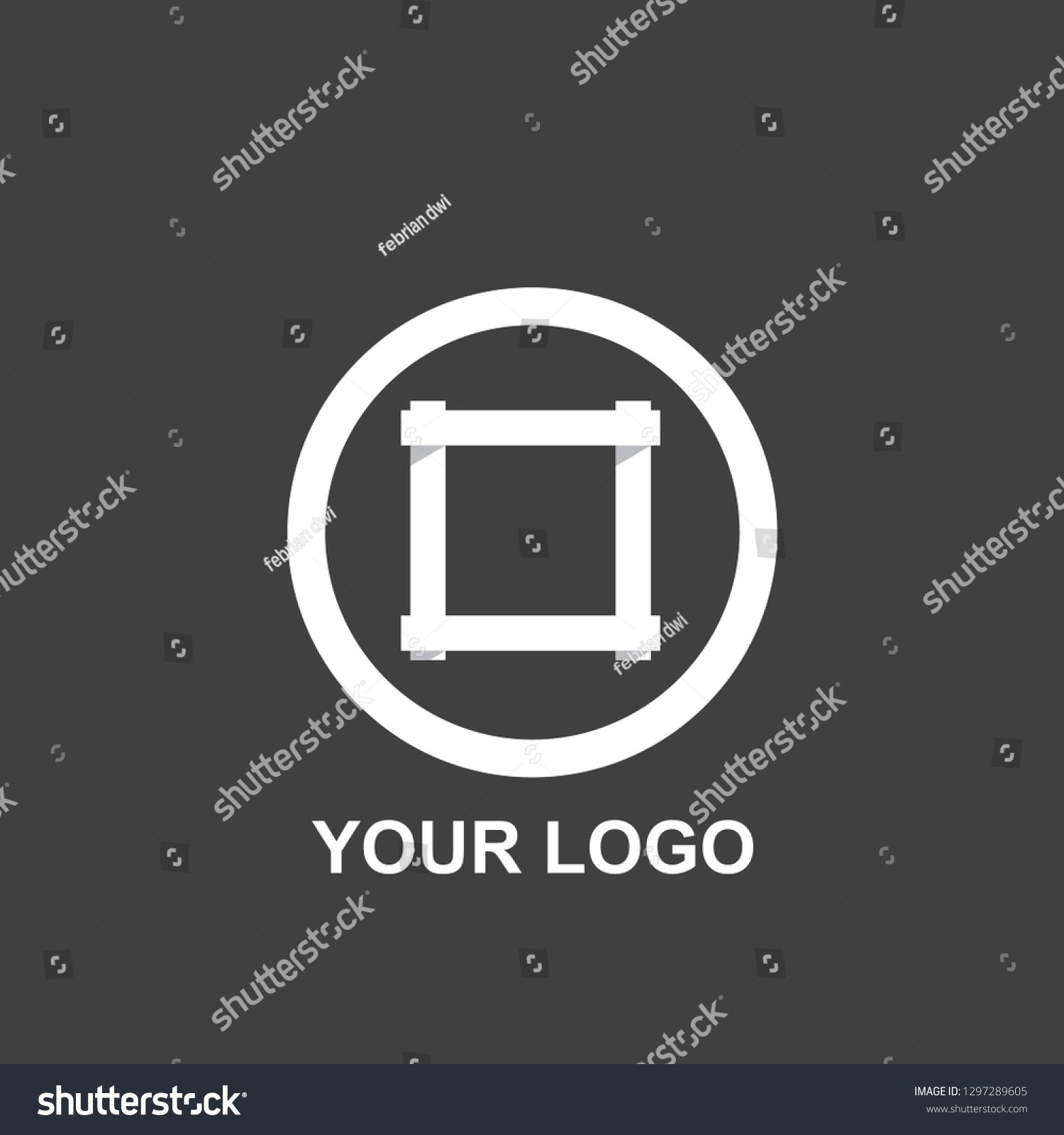 Circle Square Logo Black White Template Stock Vector (Royalty Free