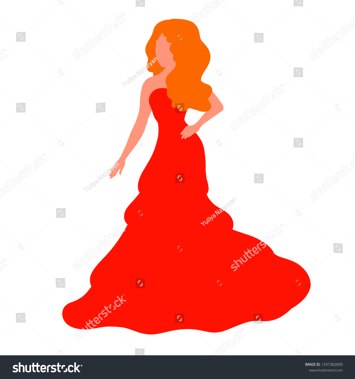 Silhouette Beautiful Woman Long Red Dress Stock Illustration 1297382890 Shutterstock 5232