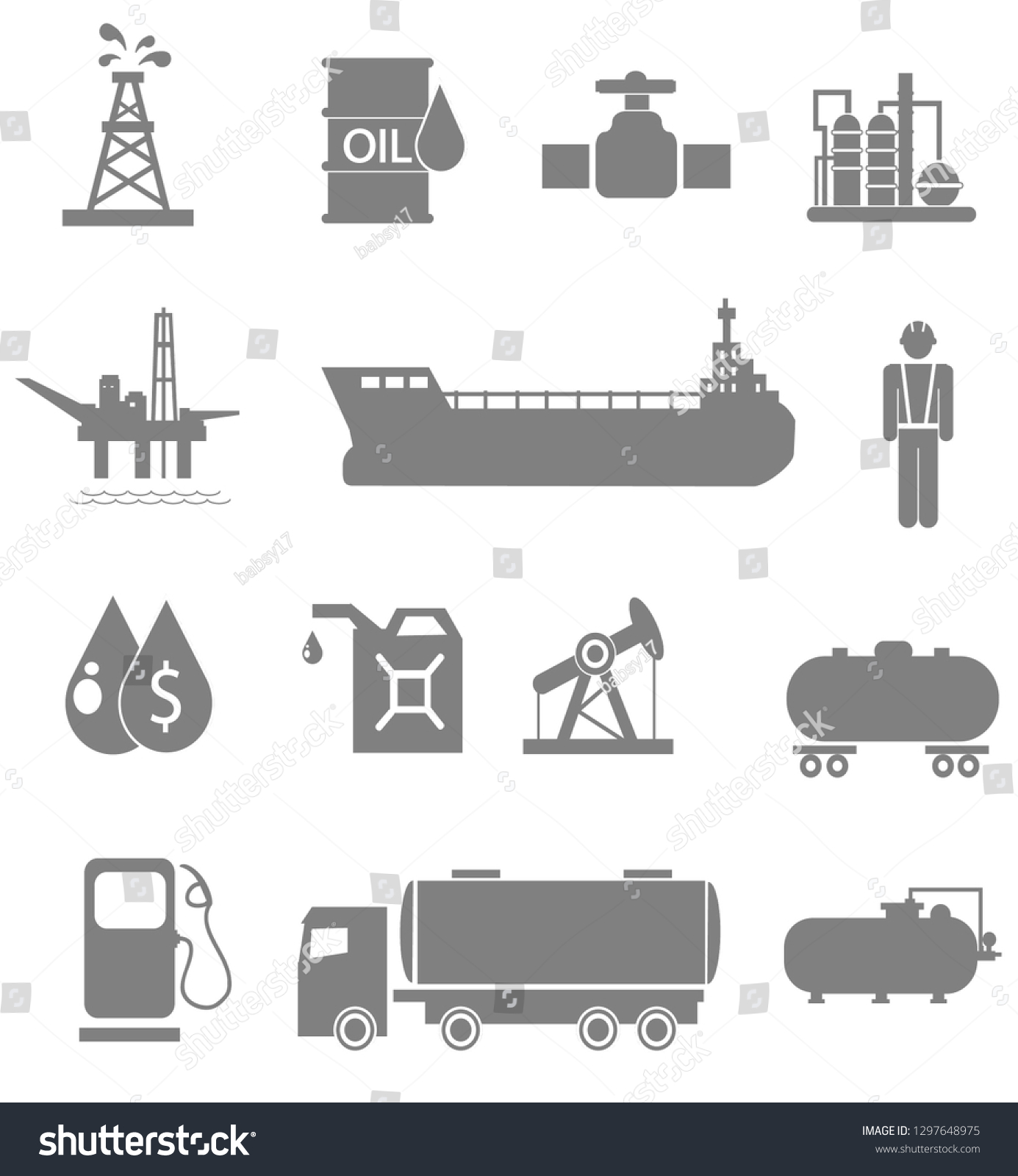 Oil Icon Set Stock Illustration 1297648975 | Shutterstock