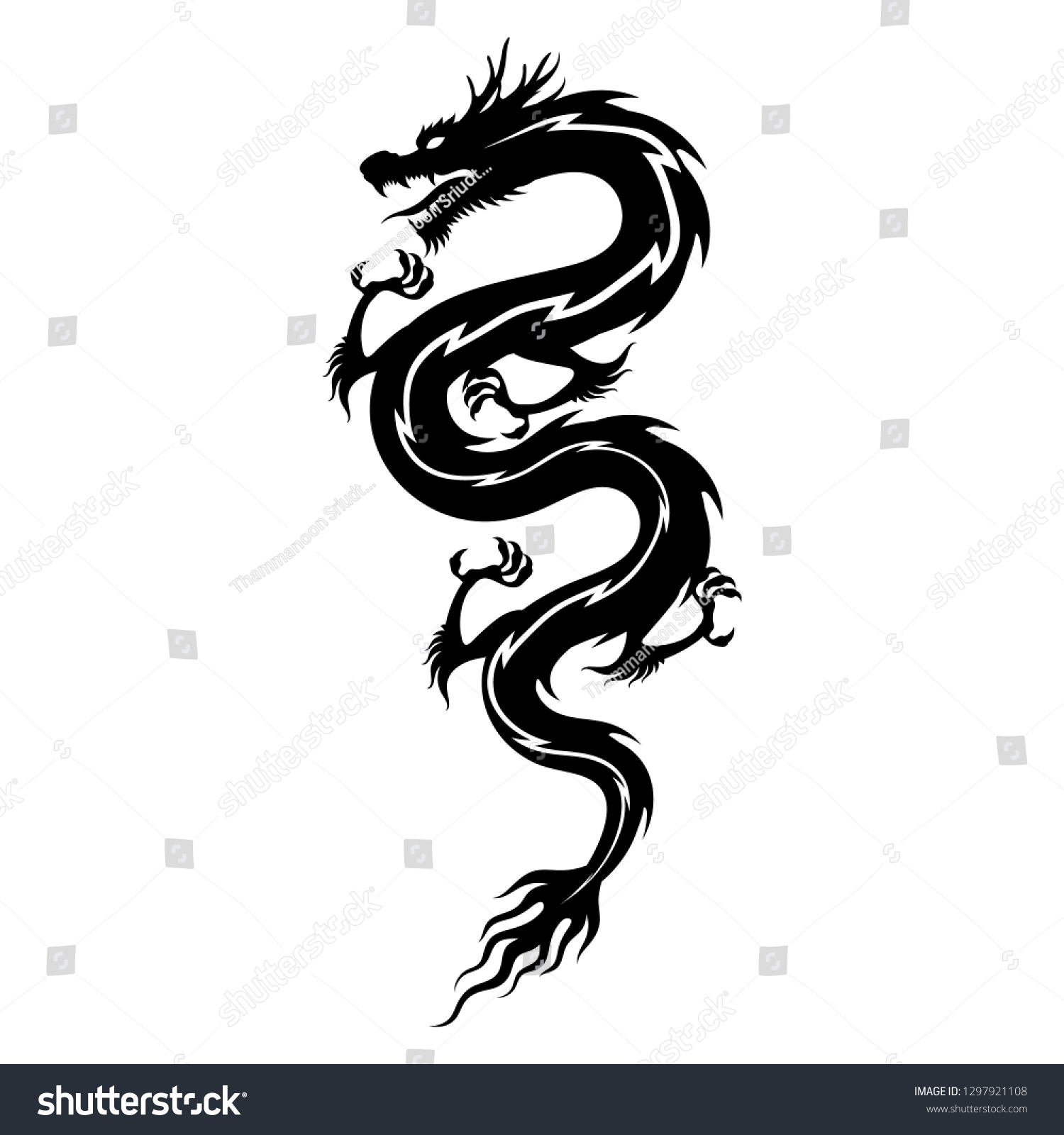Silhouette Chinese Dragon Isolated Vector Stock Vector (Royalty Free ...