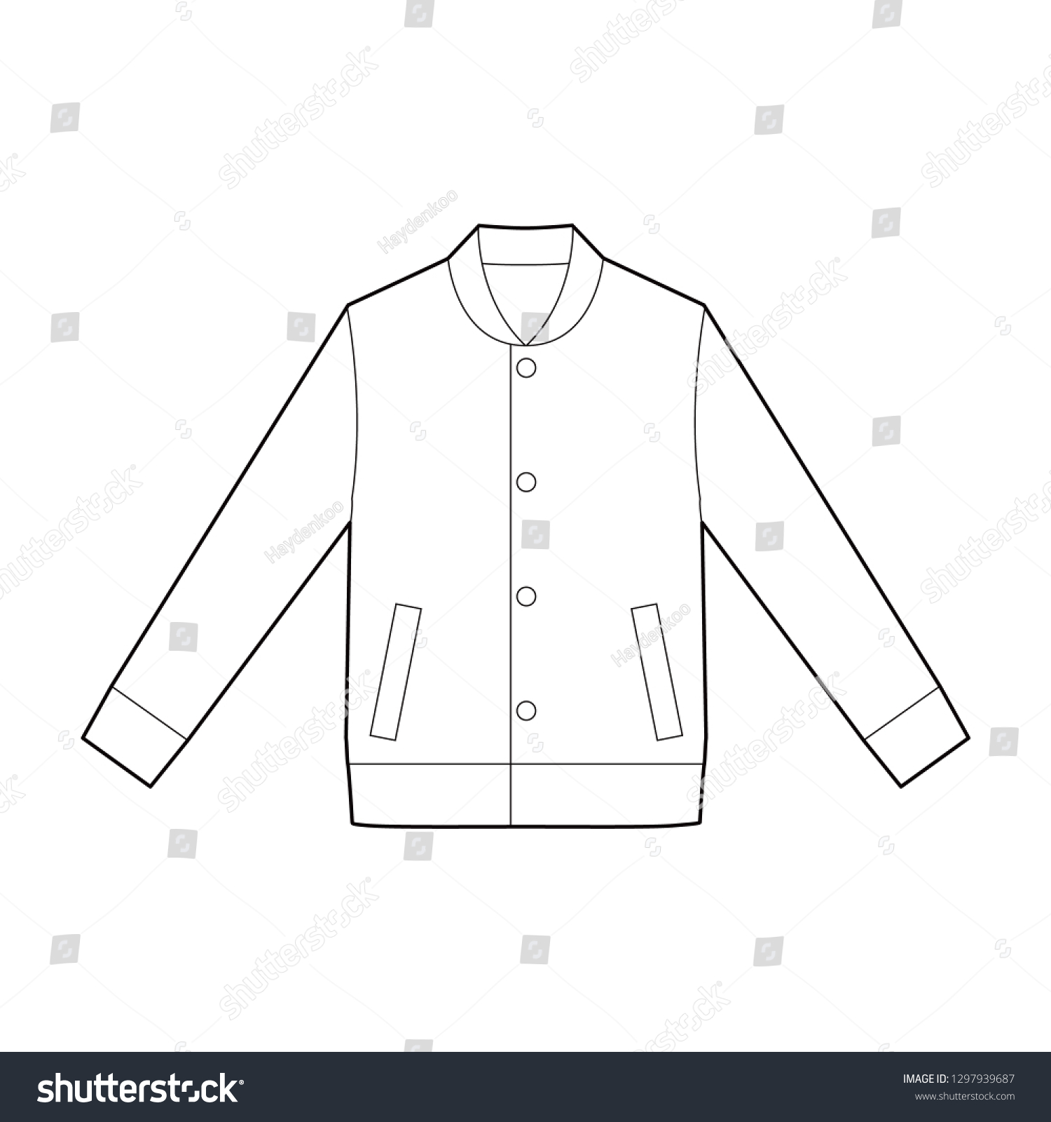 Jaket Outer Fashion Flat Technical Drawing Stock Vector (Royalty Free ...