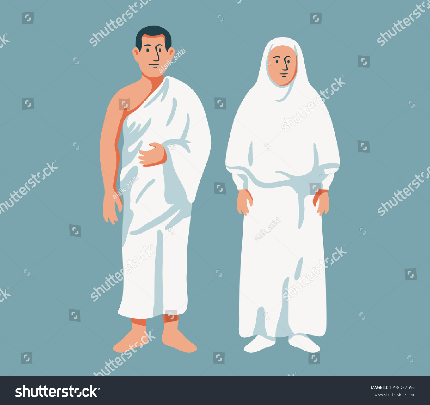 Moslem Couple Wear Hajj Pilgrimage Cloth Stock Vector (Royalty Free ...