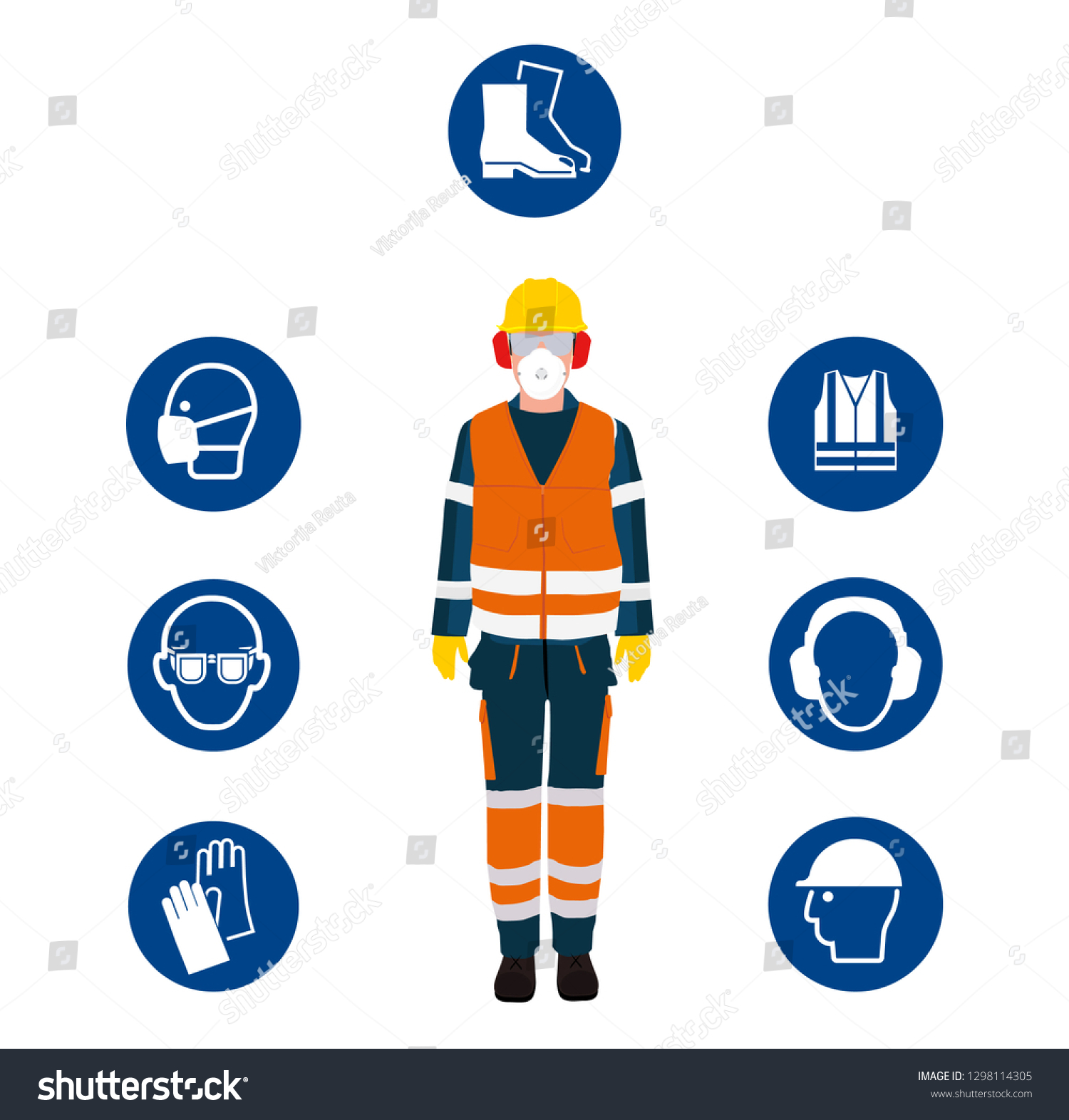 Worker Personal Protective Equipment Safety Mandatory Stock Vector ...