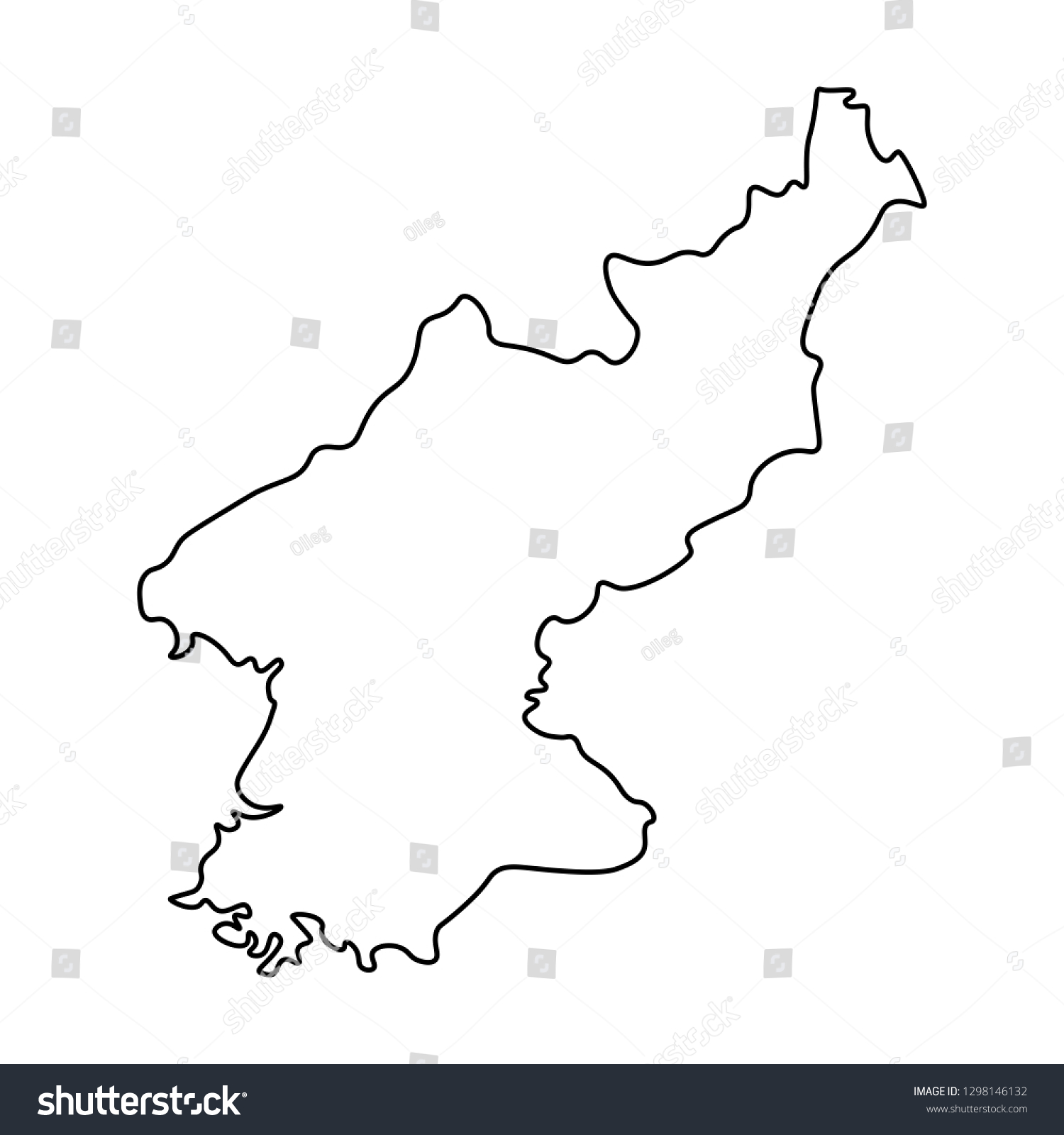 Map North Korea Outline Silhouette North Stock Vector (Royalty Free ...